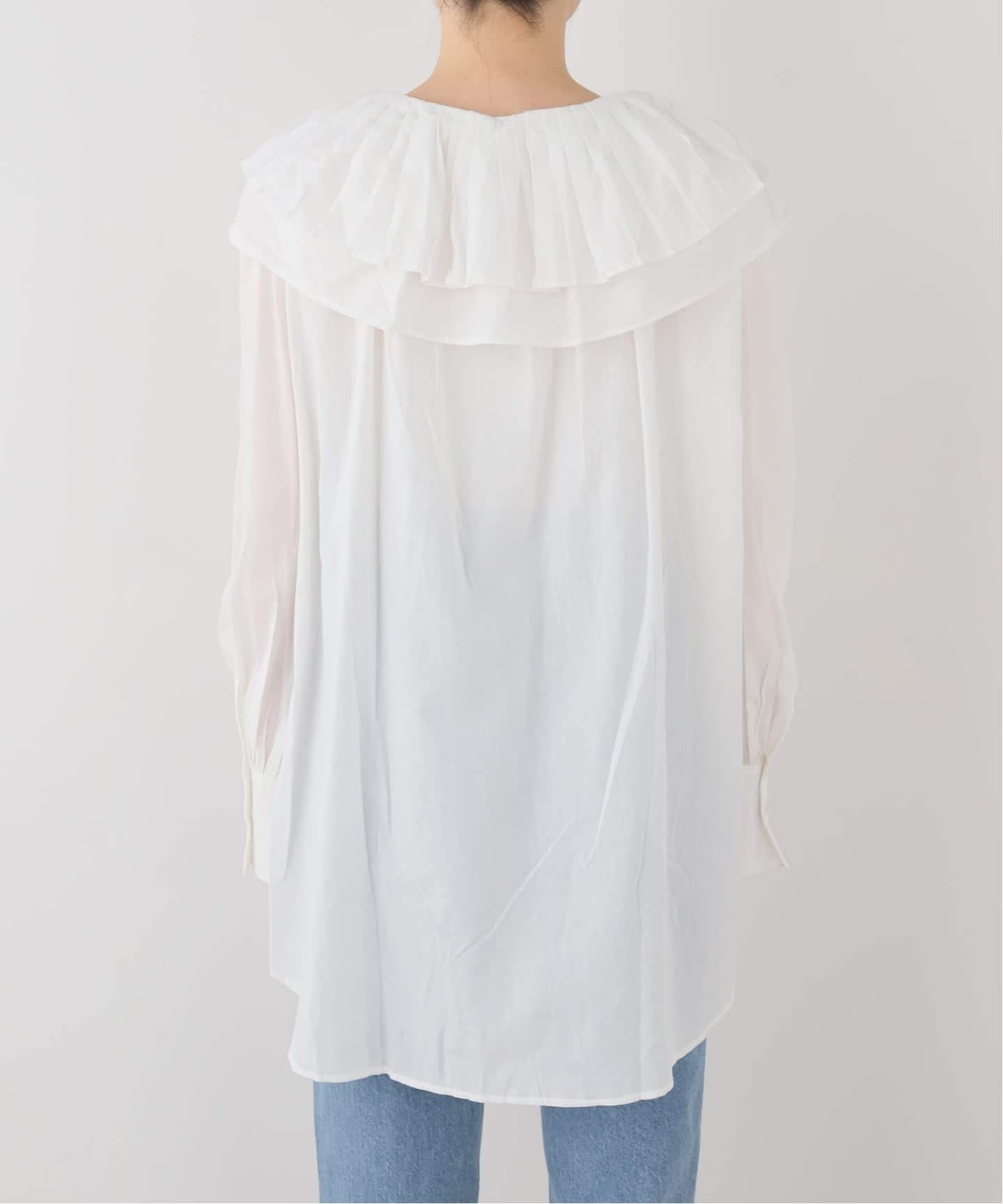 crinkle crinkle crinkle】 double ruffle neck blouse（シャツ