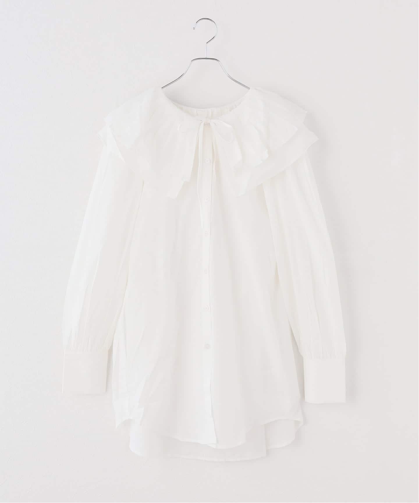 crinkle crinkle crinkle】 double ruffle neck blouse（シャツ
