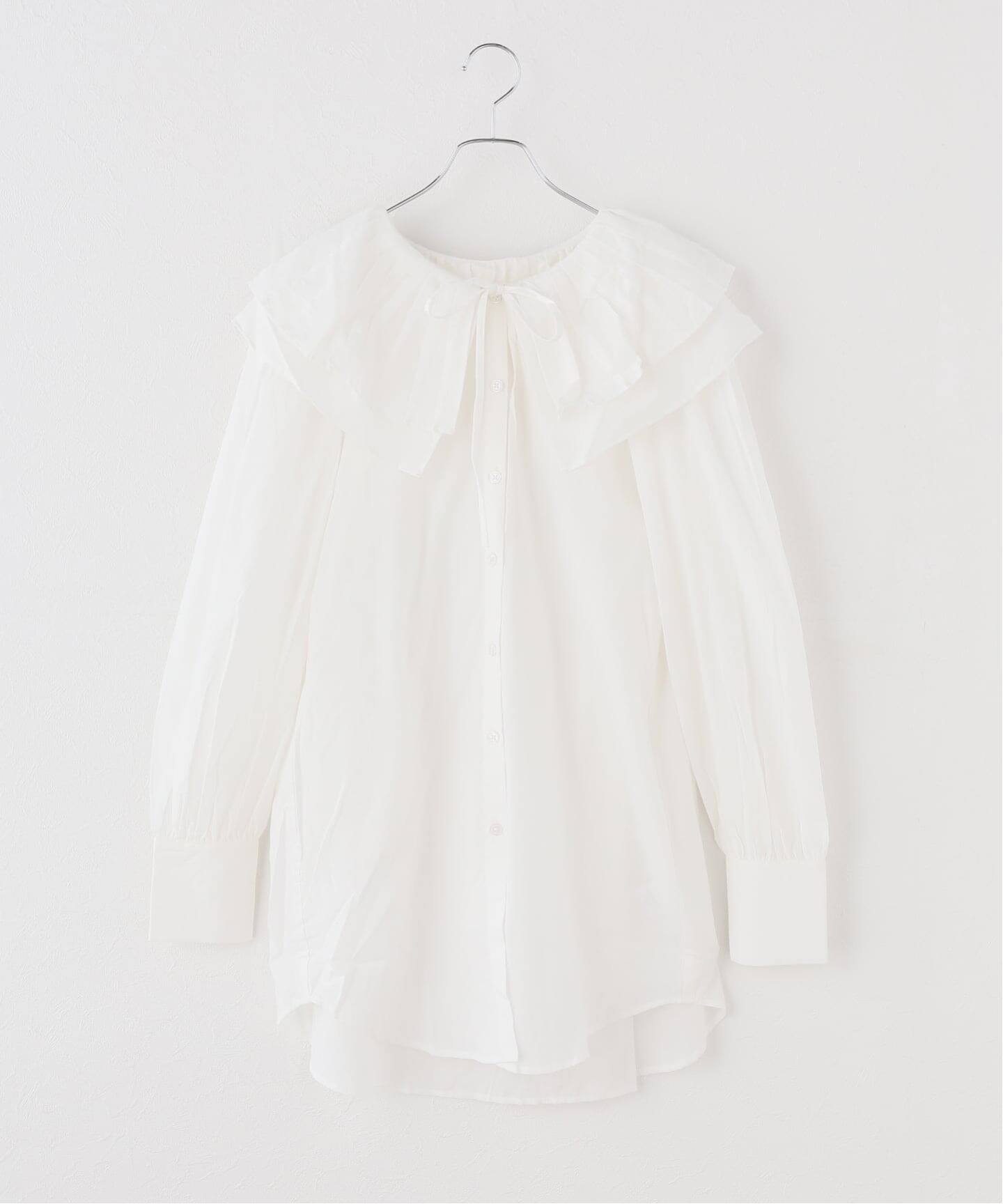 crinkle crinkle crinkle】 double ruffle neck blouse（シャツ 