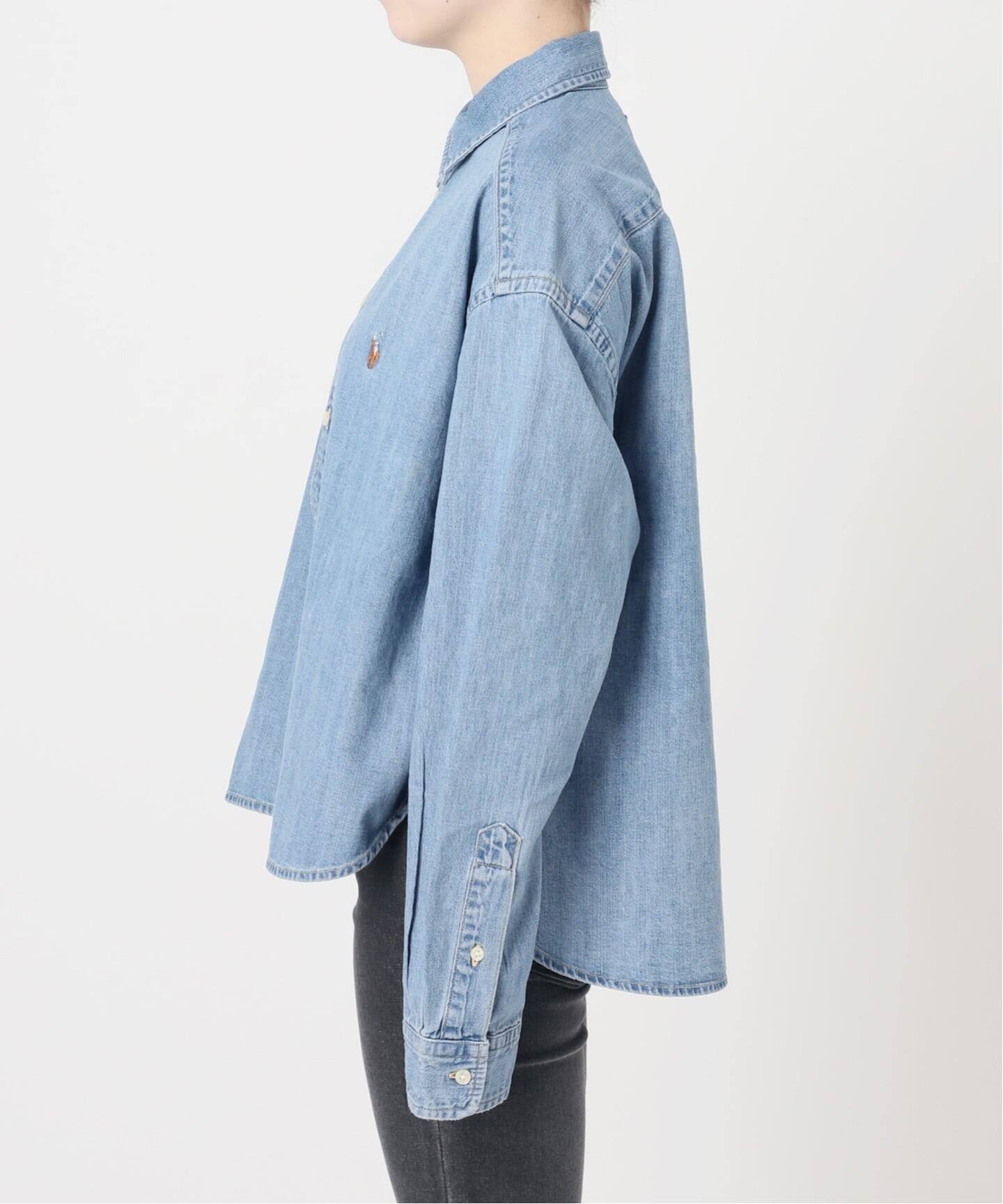 予約》【POLO RALPH LAUREN 】ワイド クロップドフィット デニムシャツ