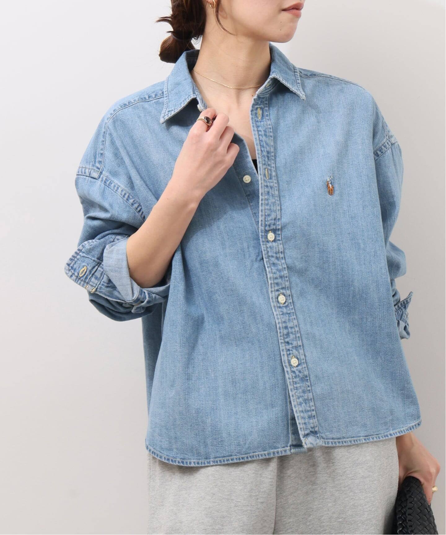 POLO RALPH LAUREN 】ワイド クロップドフィット デニムシャツ（シャツ 