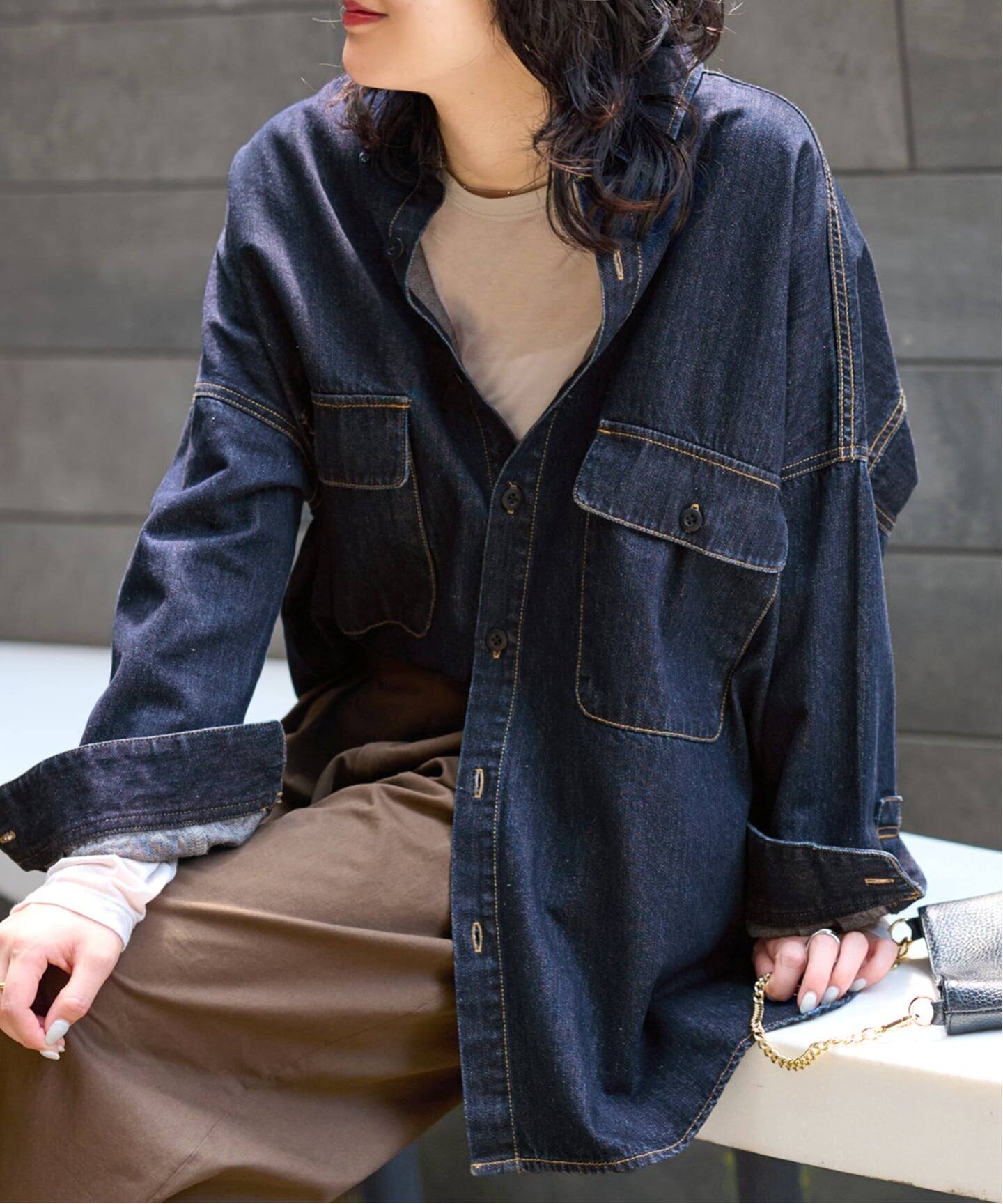 【タグ付き】＊ジャーナルスタンダードレリューム＊LANCER・デニムビッグシャツ 追加予約》【LANCER/ランサー】デニムビッグシャツ（シャツ／ブラウス