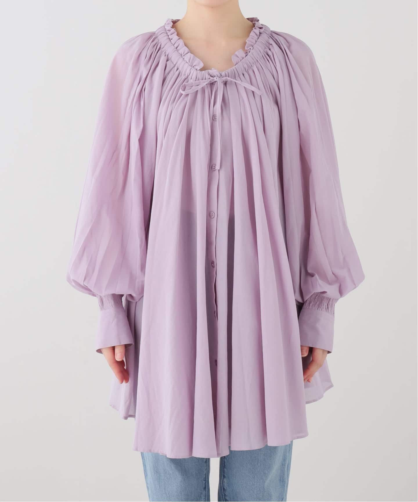 crinkle crinkle crinkle】 sheer gather volume blouse（シャツ