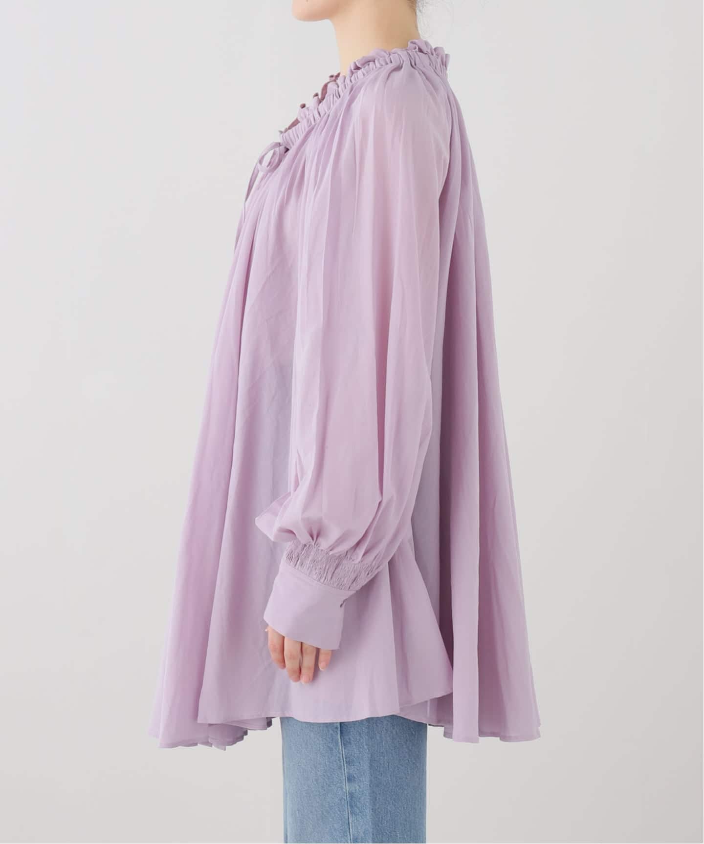 crinkle crinkle crinkle】 sheer gather volume blouse（シャツ
