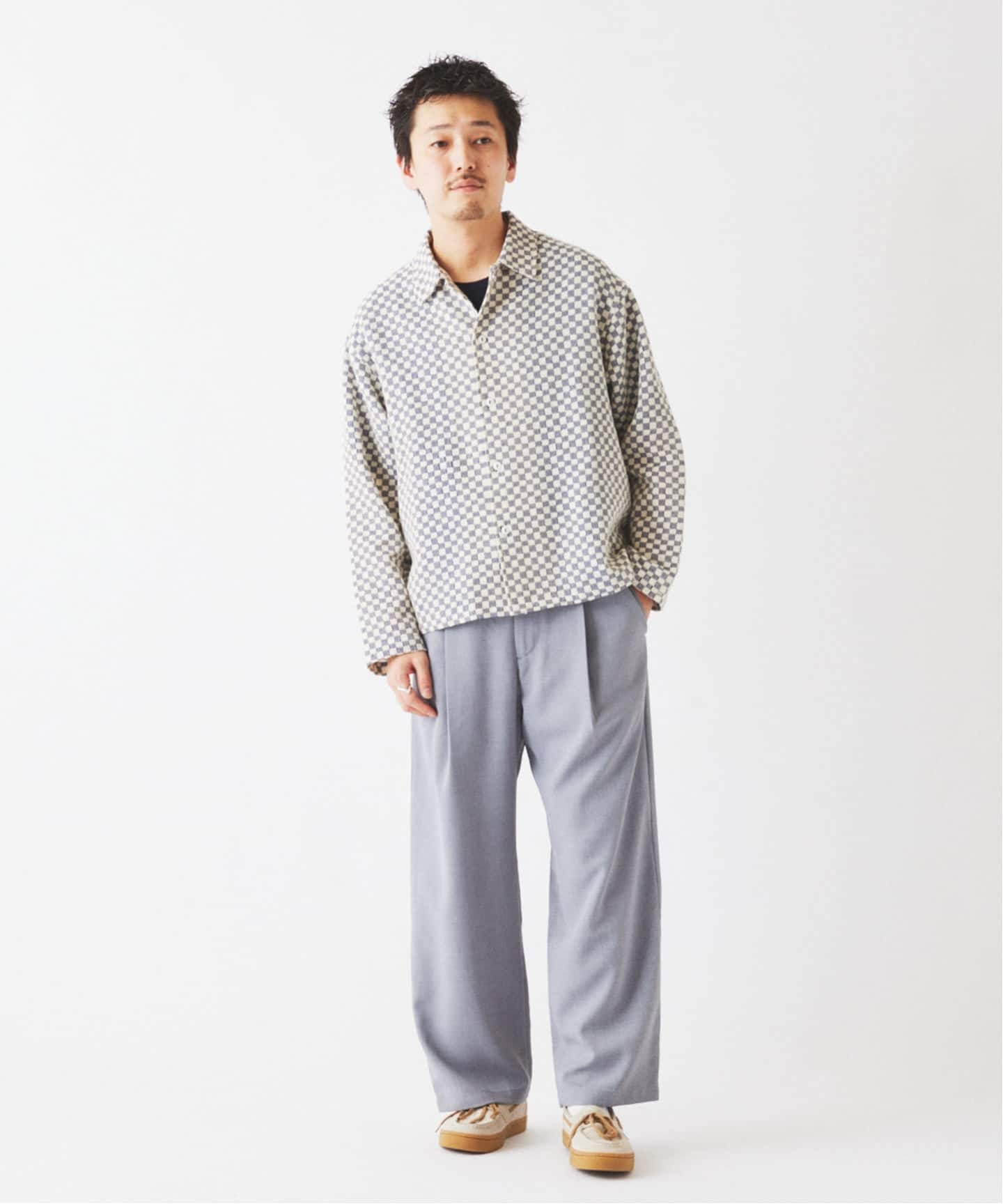 INDIA COTTON ”チェッカー” クロシェシャツ（シャツ／ブラウス