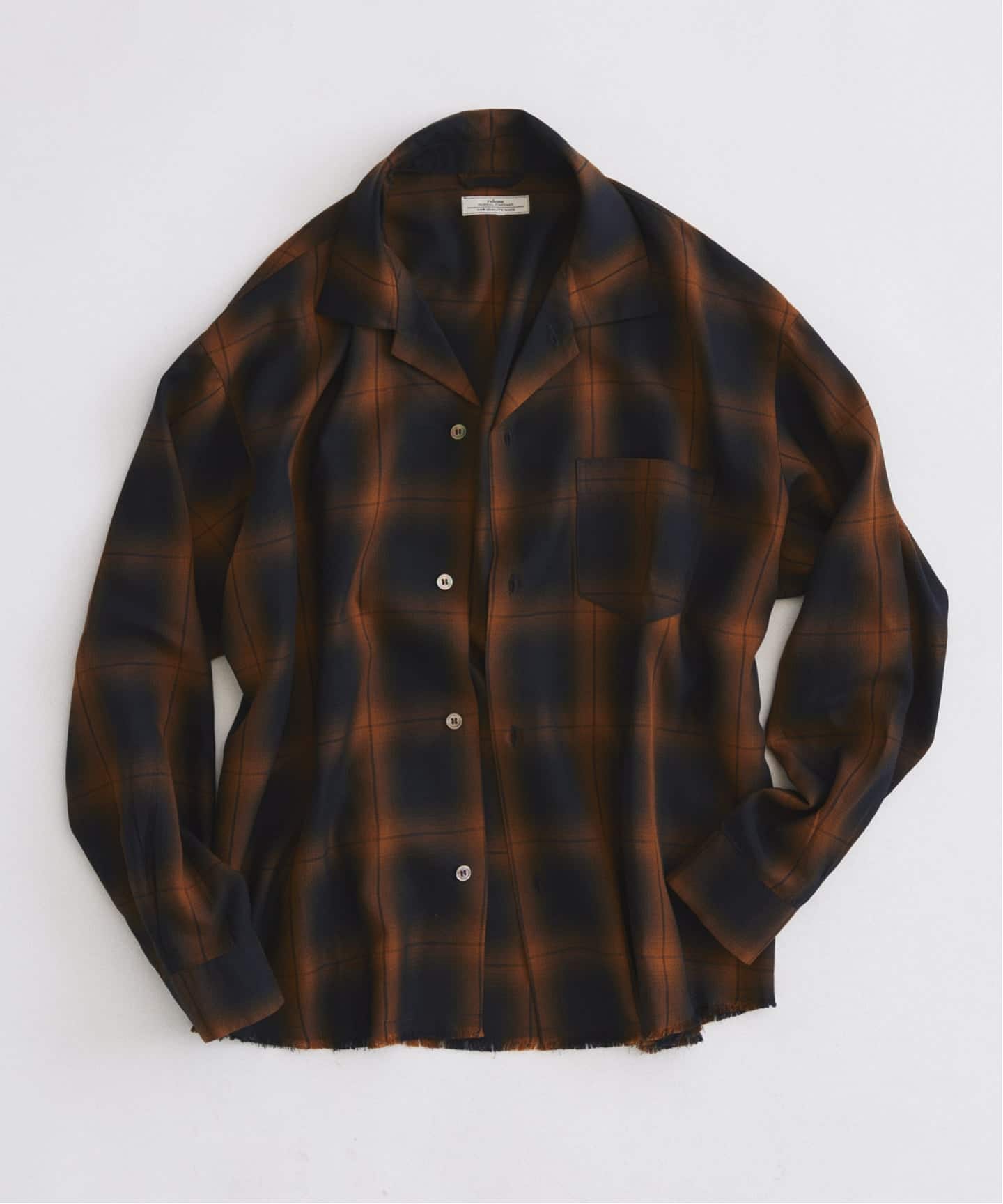 JOURNAL STANDARD relume レーヨン オンブレチェック 予約》レーヨン アンカット フリンジ オンブレ チェックシャツ（シャツ
