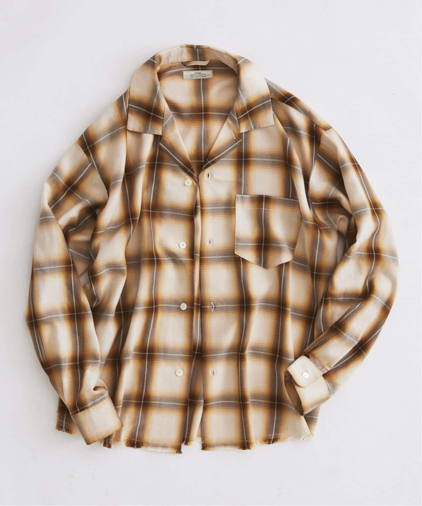 JOURNAL STANDARD relume レーヨン オンブレチェック 予約》レーヨン アンカット フリンジ オンブレ チェックシャツ（シャツ