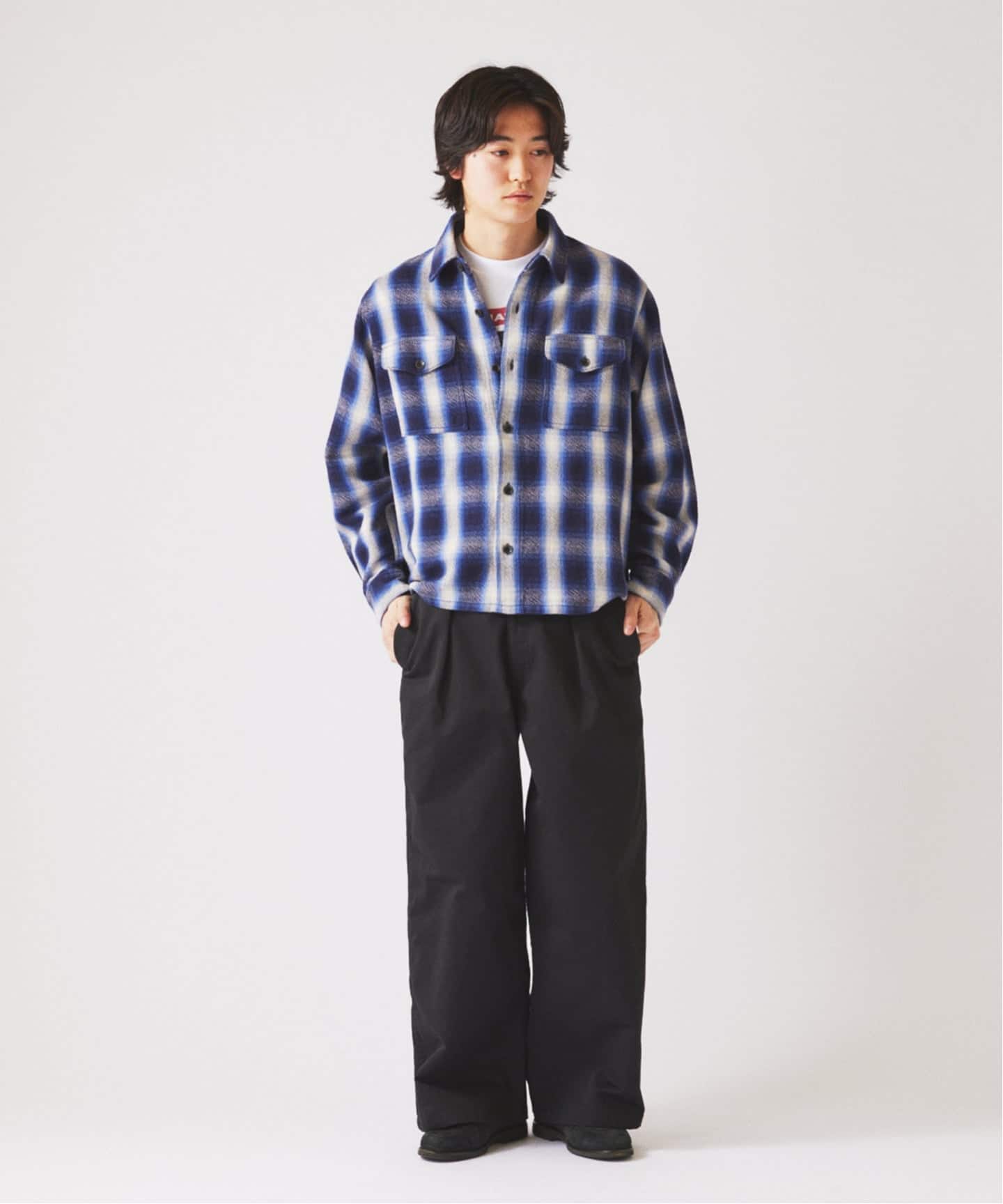 BLUE BLUE ネイビー CPOジャケット シャツジャケット Blue blue cpoシャツ 重ね着 メンズファッション Us