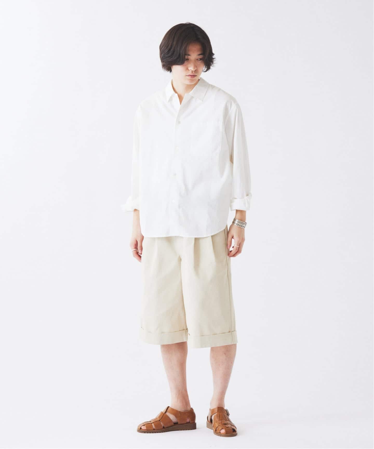 JAMES FABRIC コットンリネン ガーメントダイ シャツ（シャツ