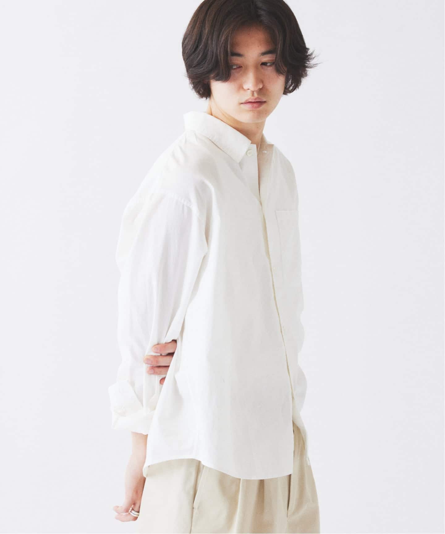 JAMES FABRIC コットンリネン ガーメントダイ シャツ（シャツ