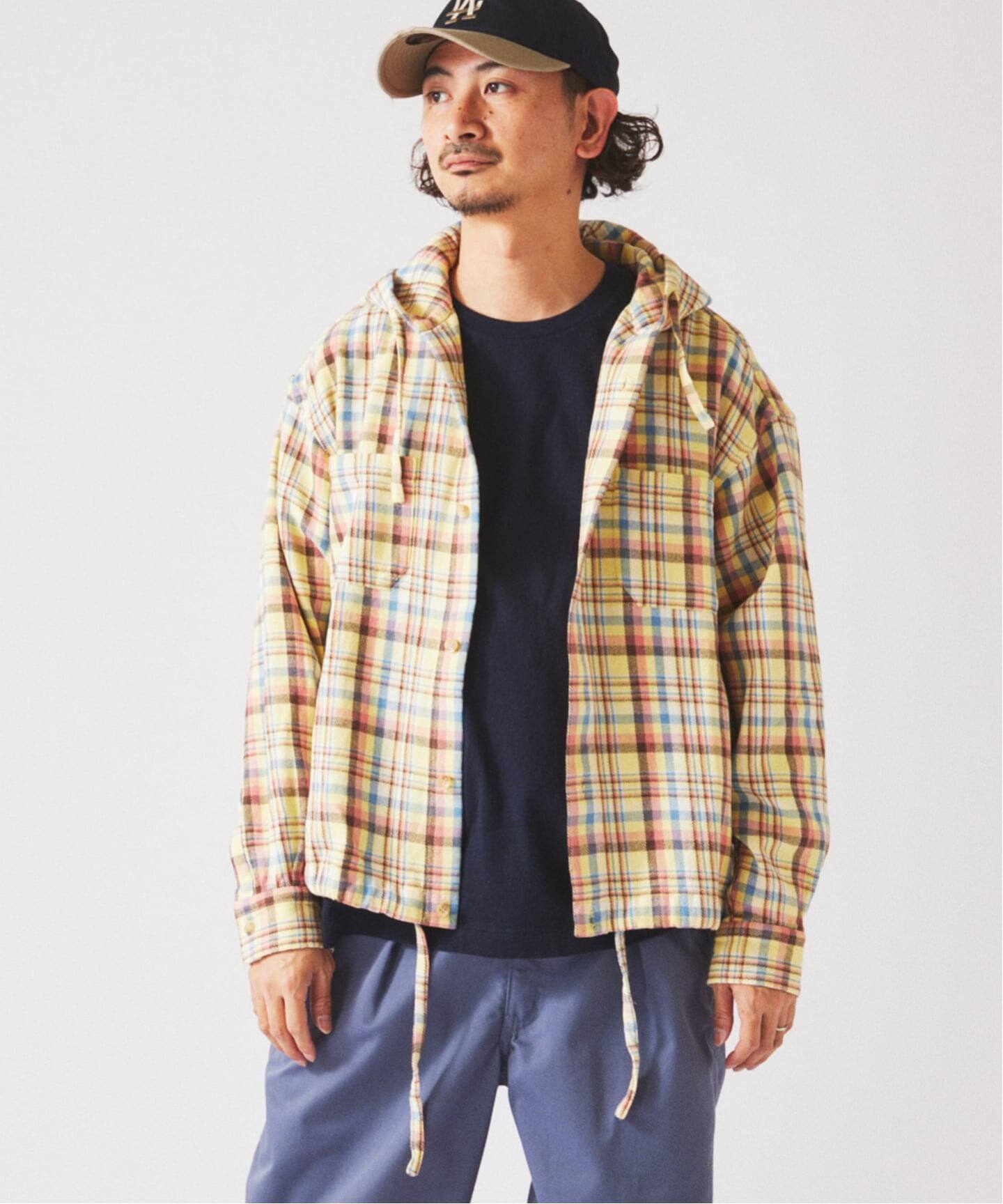 カラー アメリカンチェック フーディシャツ（シャツ／ブラウス