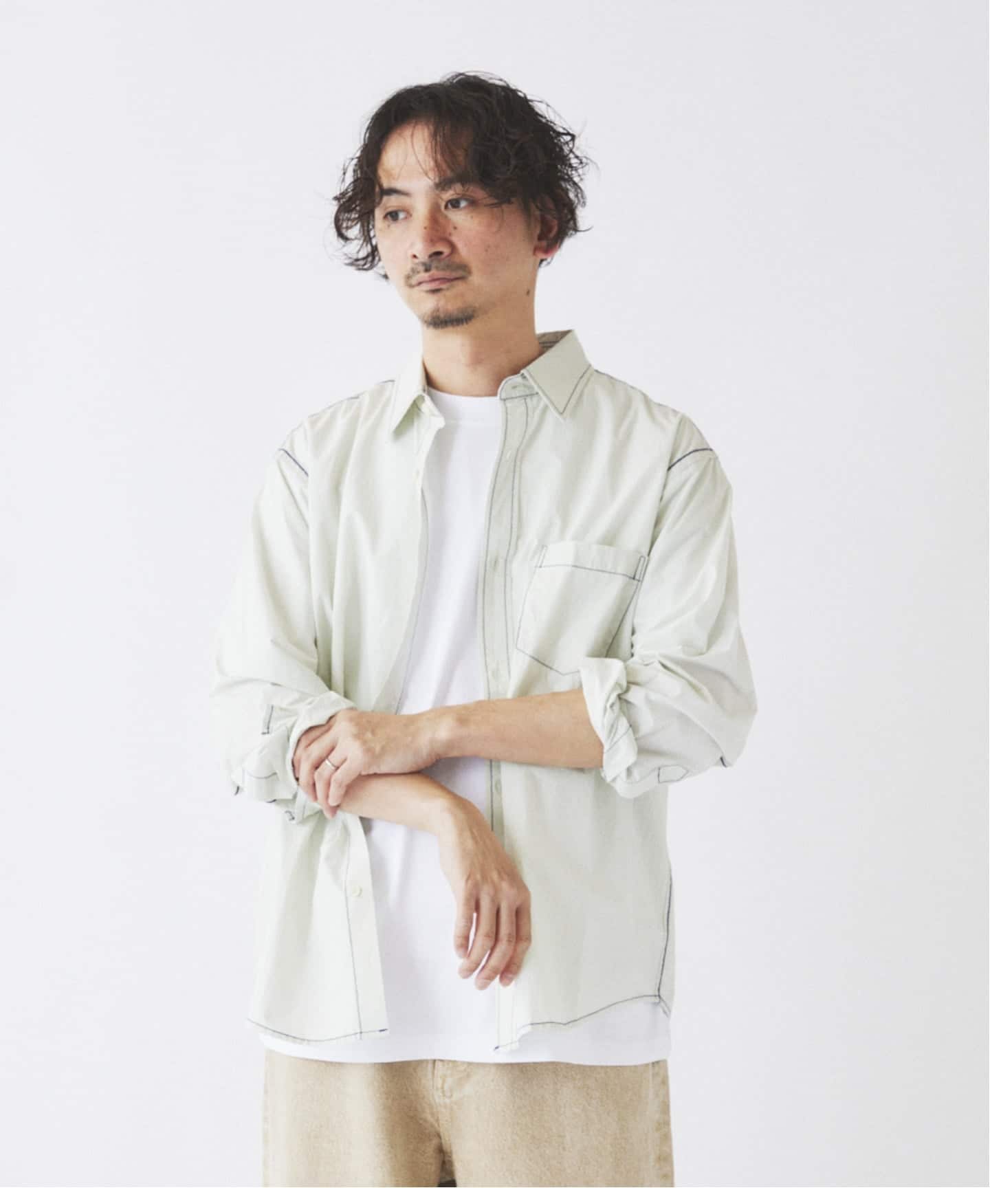 ESTNATION コットン タイプライター シャツ ホワイト 日本製 タイプライターオーバーサイズシャツ≪洗濯機で洗える／速乾性／抗
