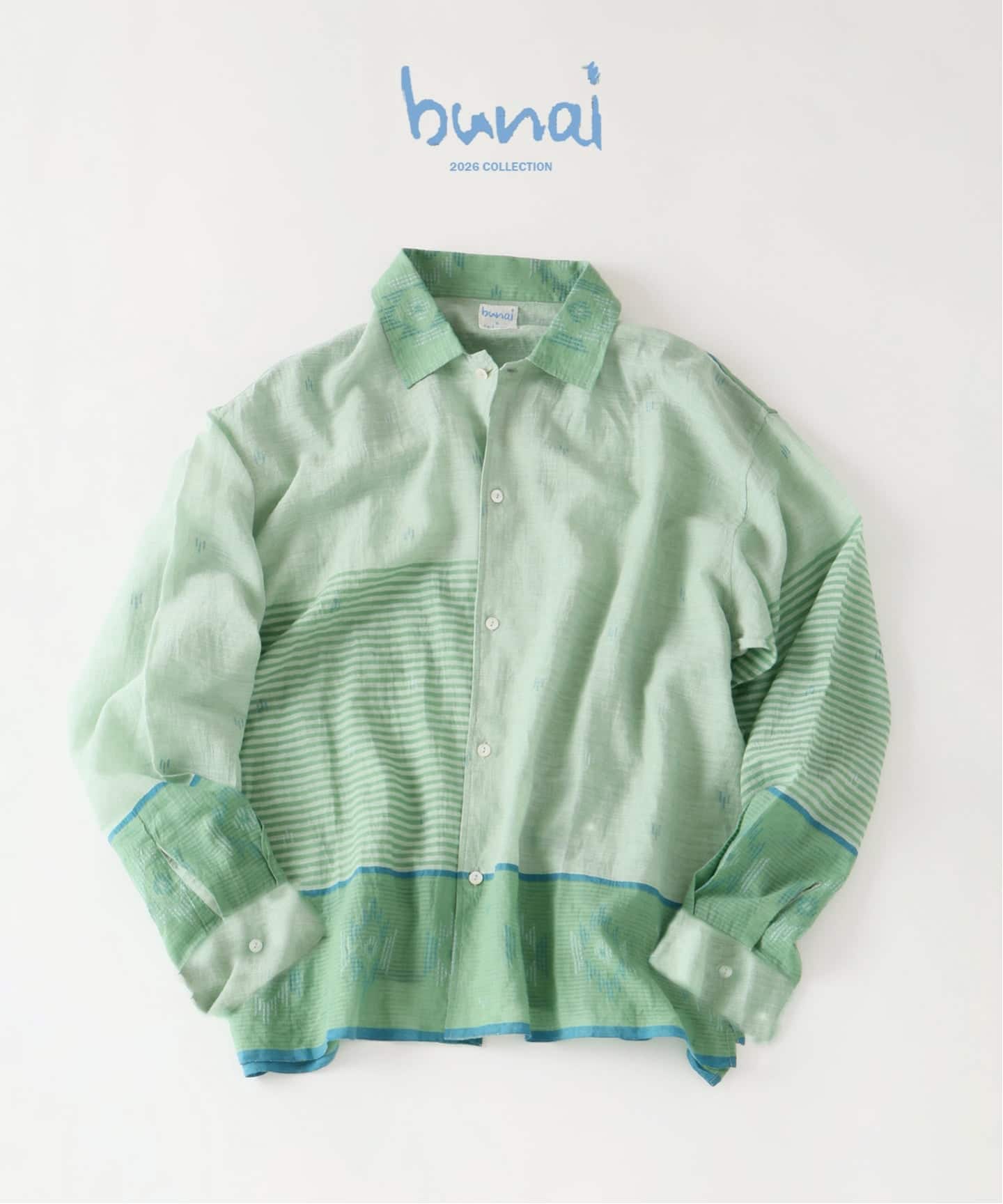 更にお値引き中Jamdan ジャムダニ　ブラウス　KHADI 予約》bunai / ブナイ 別注 ジャムダニ織 ガーゼシャツ（シャツ