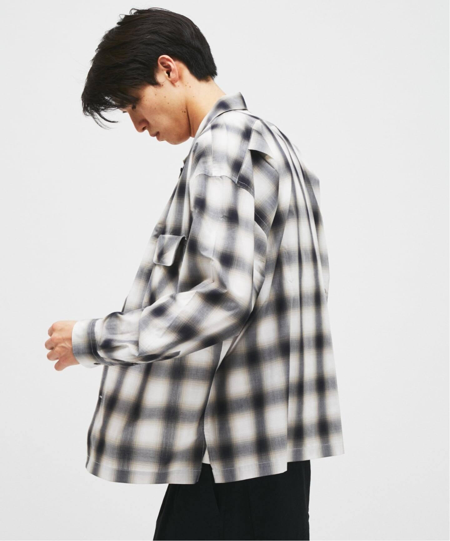 Stead / ポリ レーヨン オンブレ チェック 開襟シャツ（シャツ