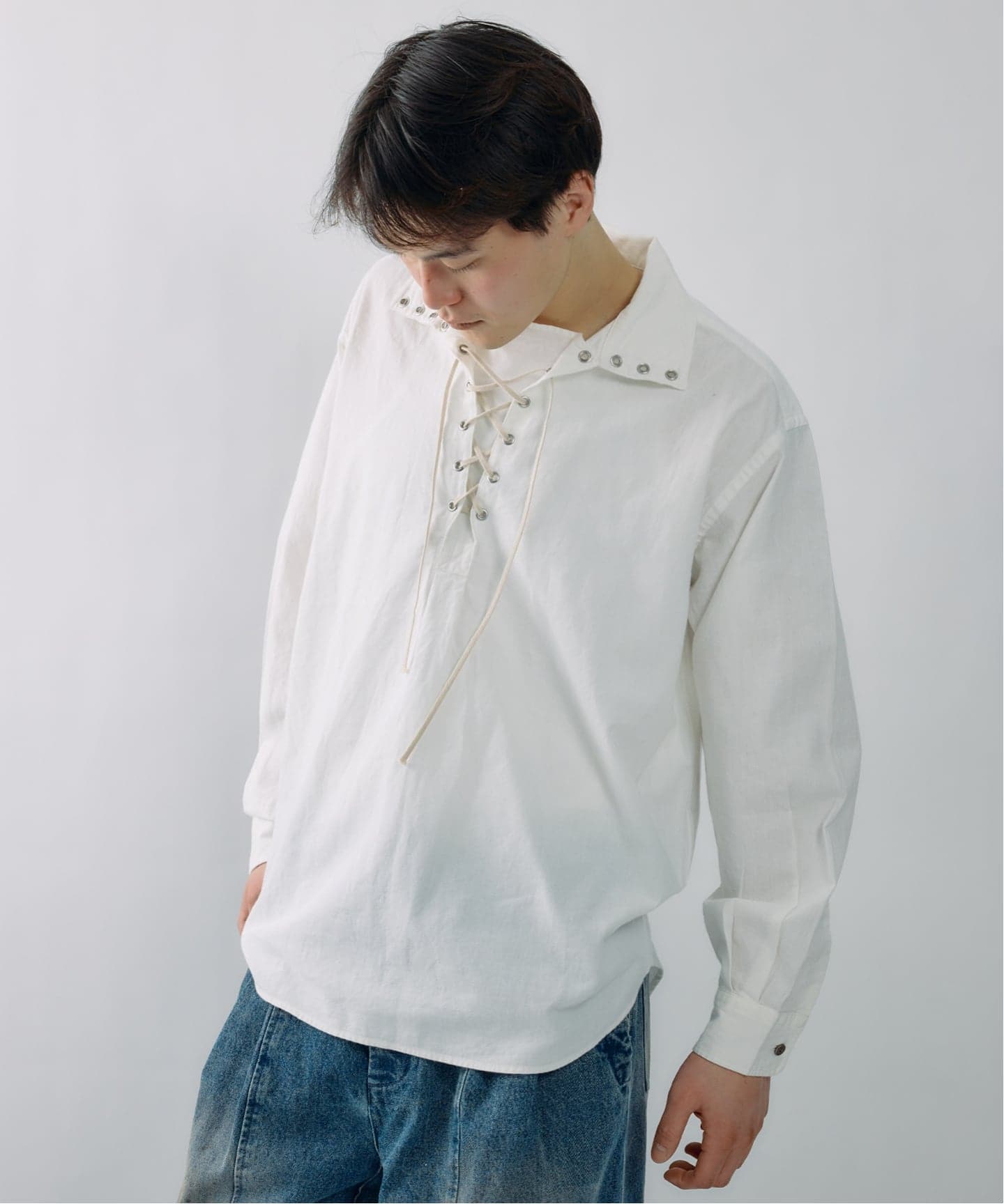 J.S.Homestead / レース アップ シャツ（シャツ／ブラウス）｜JOURNAL