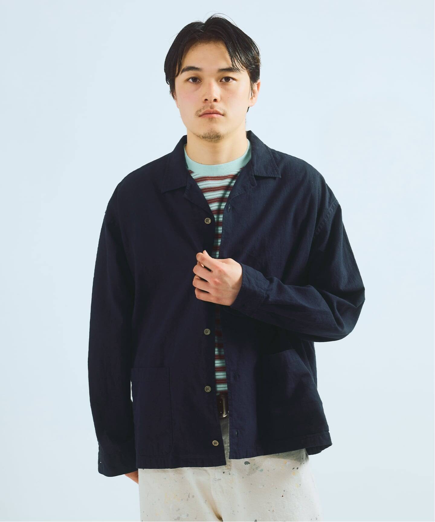 J.S.Homestead / リラックス オープン コットン リネン 長袖 シャツ