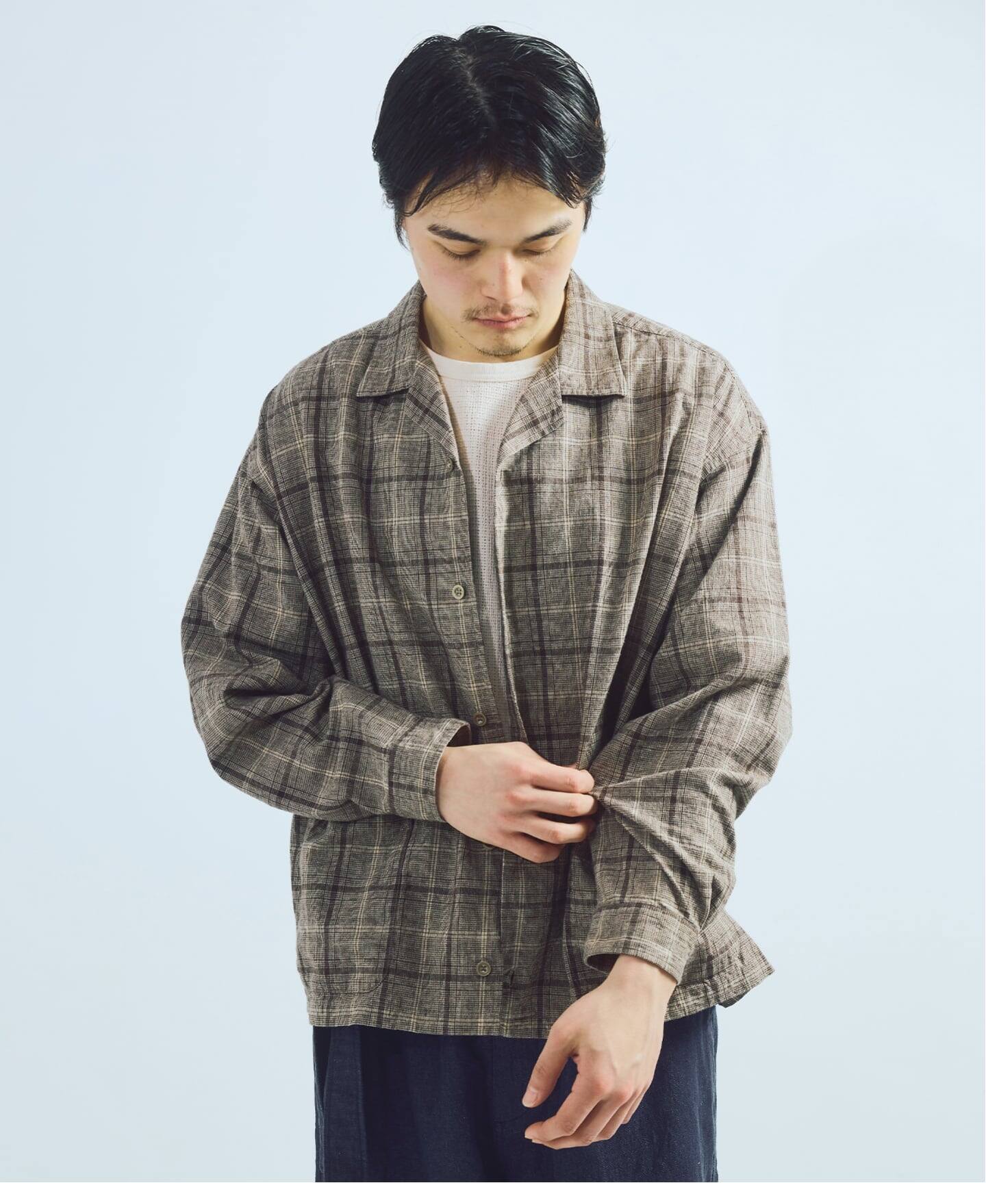 J.S.Homestead / リラックス オープン コットン リネン 長袖 シャツ