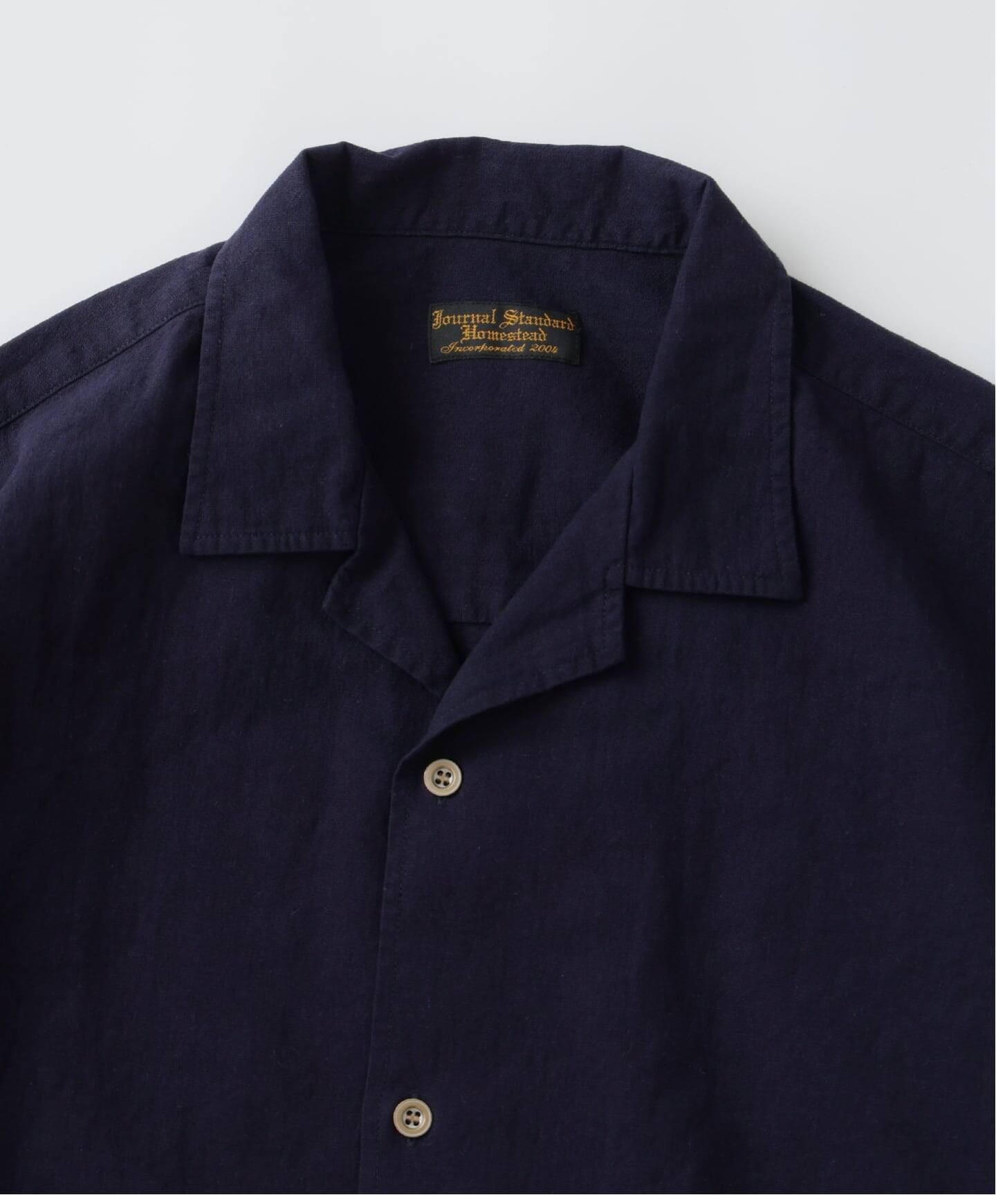 J.S.Homestead / リラックス オープン コットン リネン 長袖 シャツ 