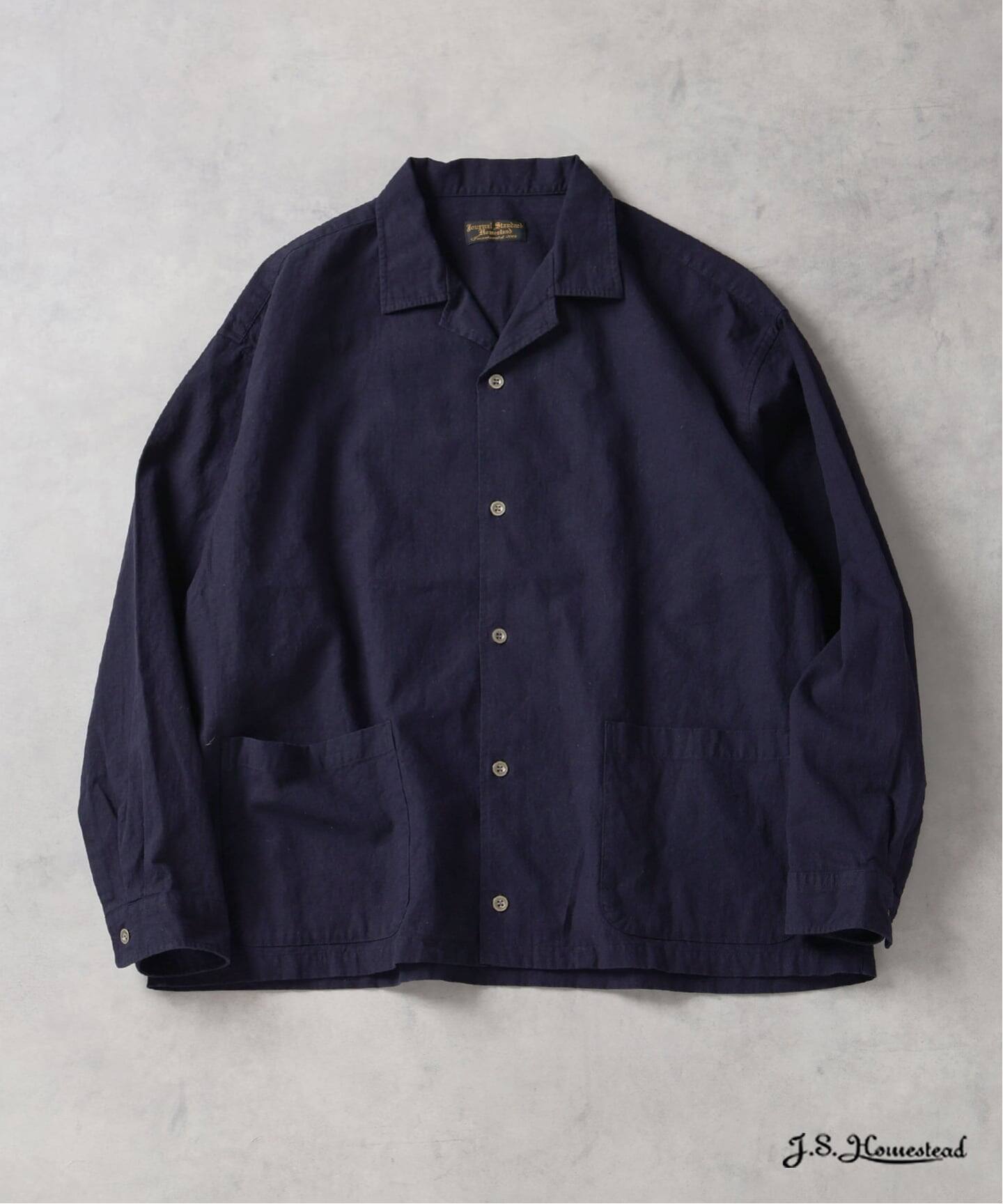 J.S.Homestead / リラックス オープン コットン リネン 長袖 シャツ 