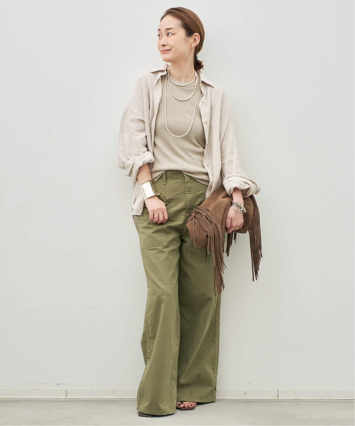 Deuxieme Classe Linen シャツ　カーキ Linen シャツ（シャツ／ブラウス）｜Deuxieme Classe（ドゥーズィエム