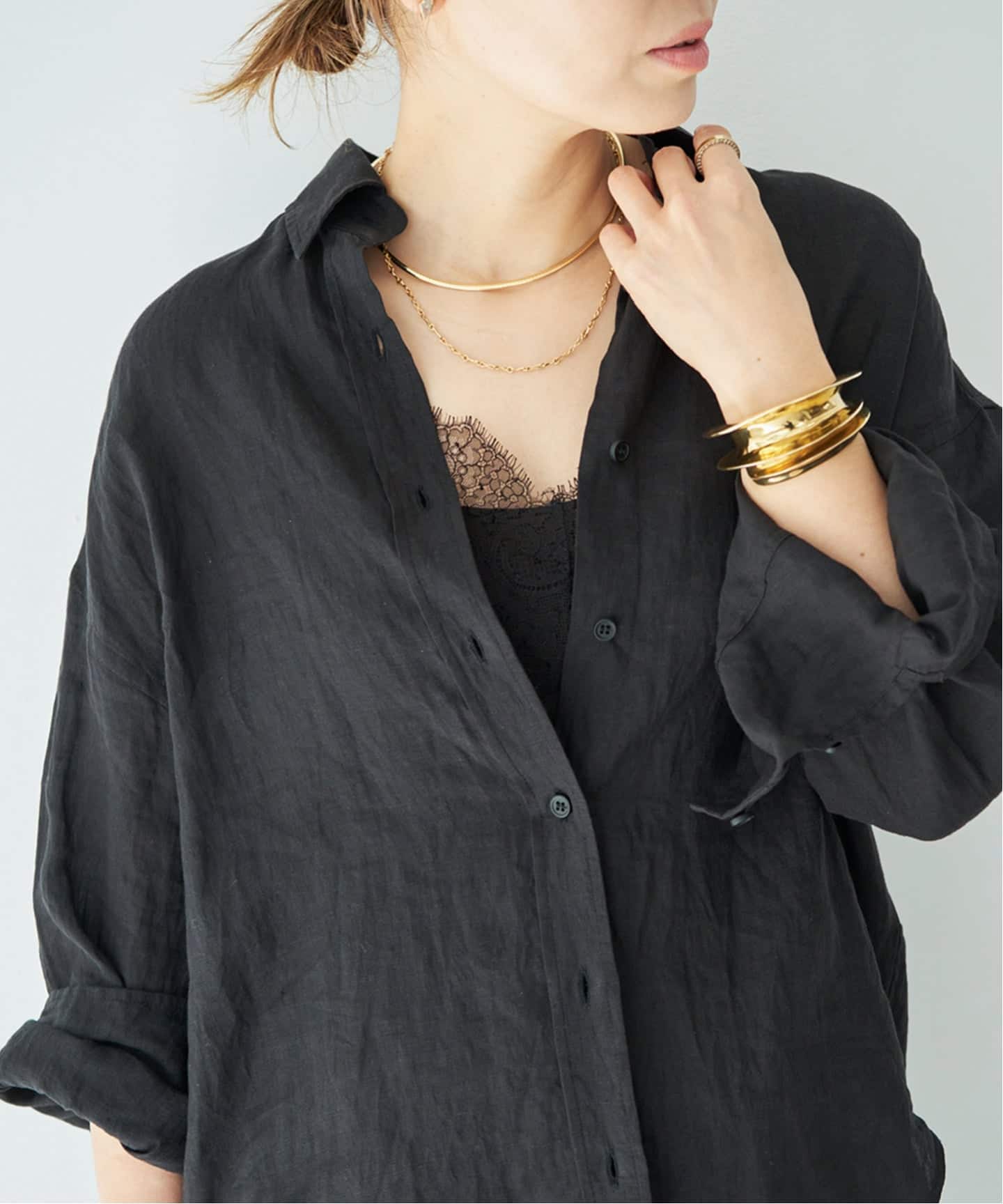 美品✨ドゥーズィエムクラス　KUTA LINENシャツ　リネンシャツ　ブラック Linen シャツ（シャツ／ブラウス）｜Deuxieme Classe（ドゥーズィエム