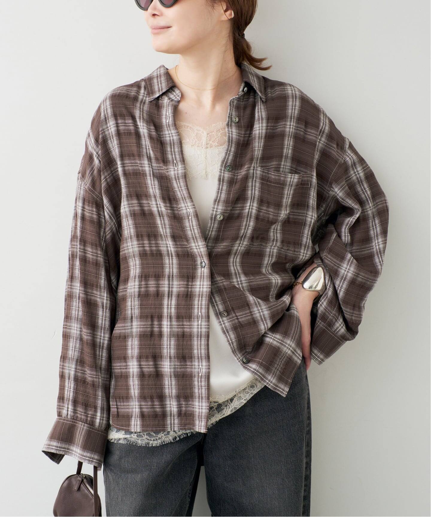 今季ドゥーズィエムクラス⭐︎Deveaux Check Wash シャツ　ブラウン Deveaux Check Wash シャツ（シャツ／ブラウス）｜Deuxieme Classe