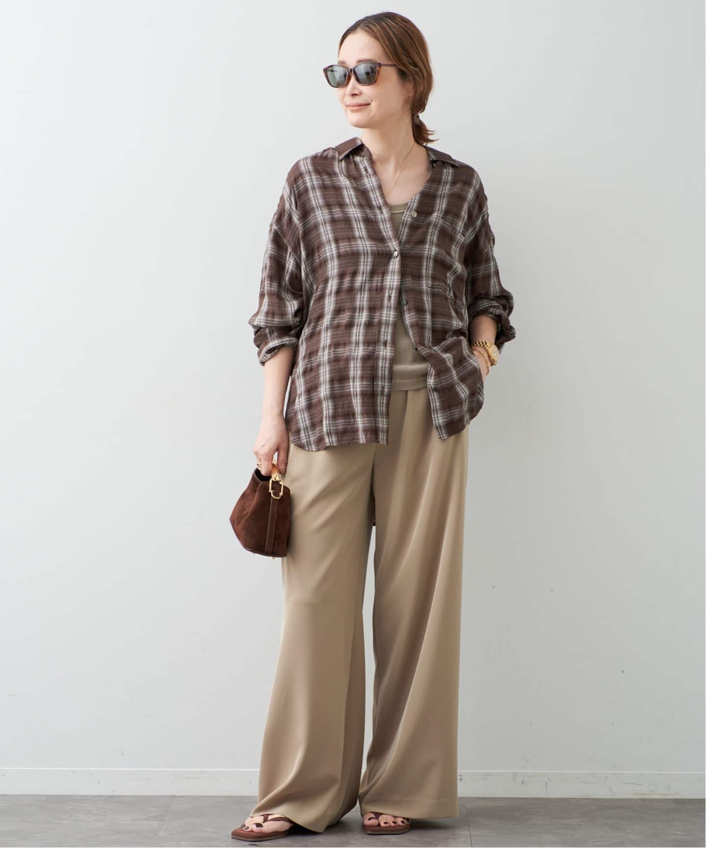 今季ドゥーズィエムクラス⭐︎Deveaux Check Wash シャツ　ブラウン 追加 Deveaux Check Wash シャツ（シャツ／ブラウス）｜Deuxieme