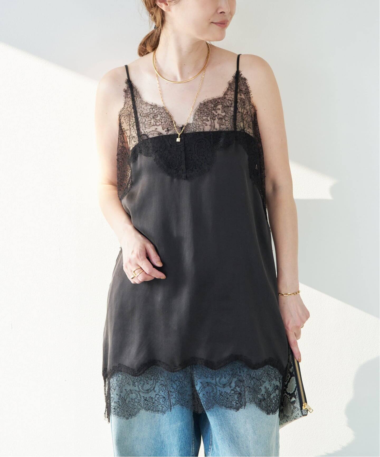 Raspail/ラスパイユ】Lace Switched Camisole（キャミソール 