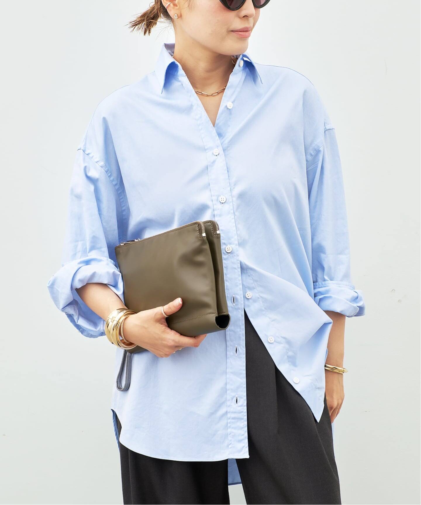 未使用　ドゥーズィエムクラス　raspail 長袖シャツ ライトブルー Raspail/ラスパイユ】 WIDE SHIRT（シャツ／ブラウス）｜Deuxieme