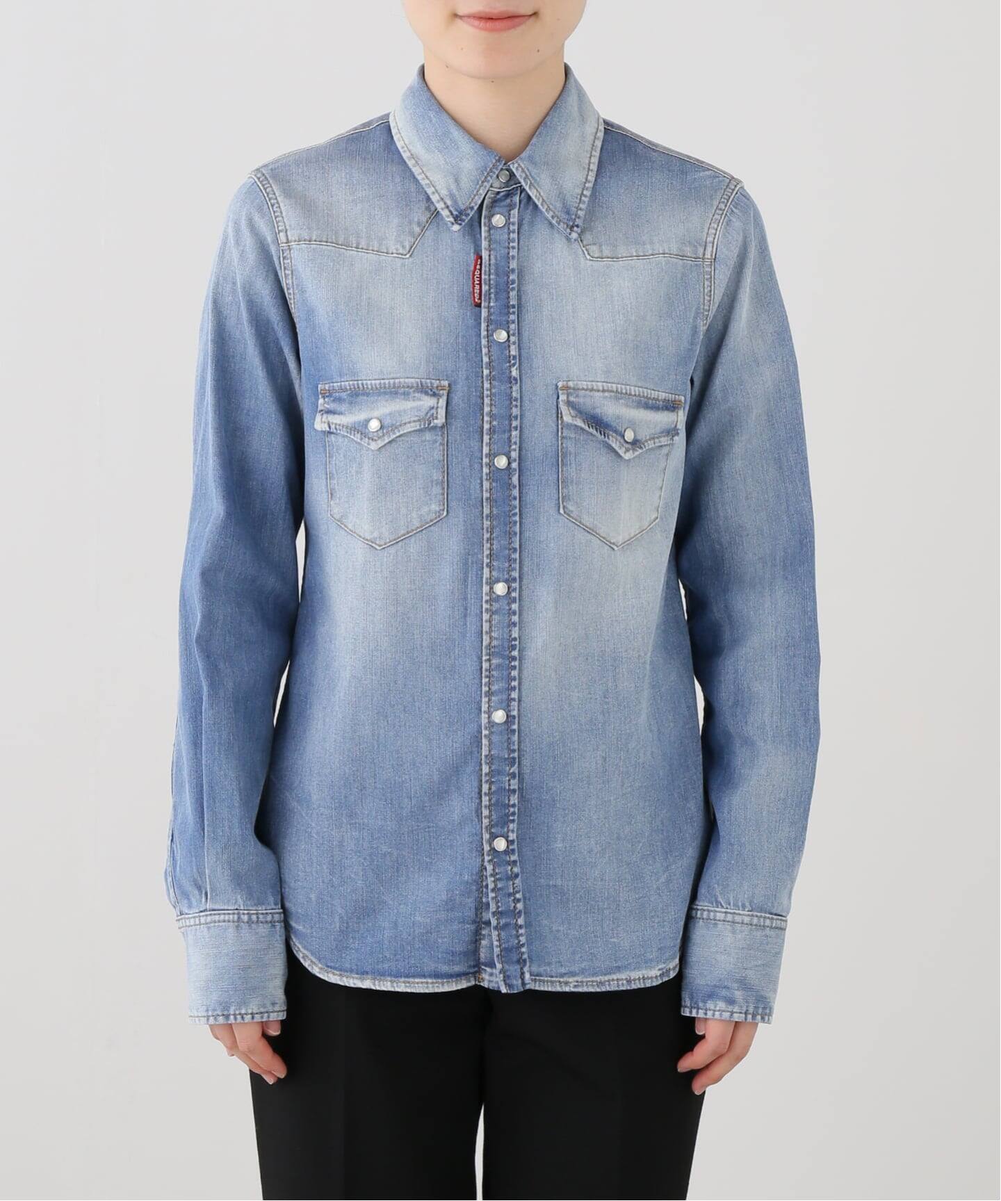 DSQUARED2/ディースクエアード】LIGHTWASH DENIM WESTERN シャツ 