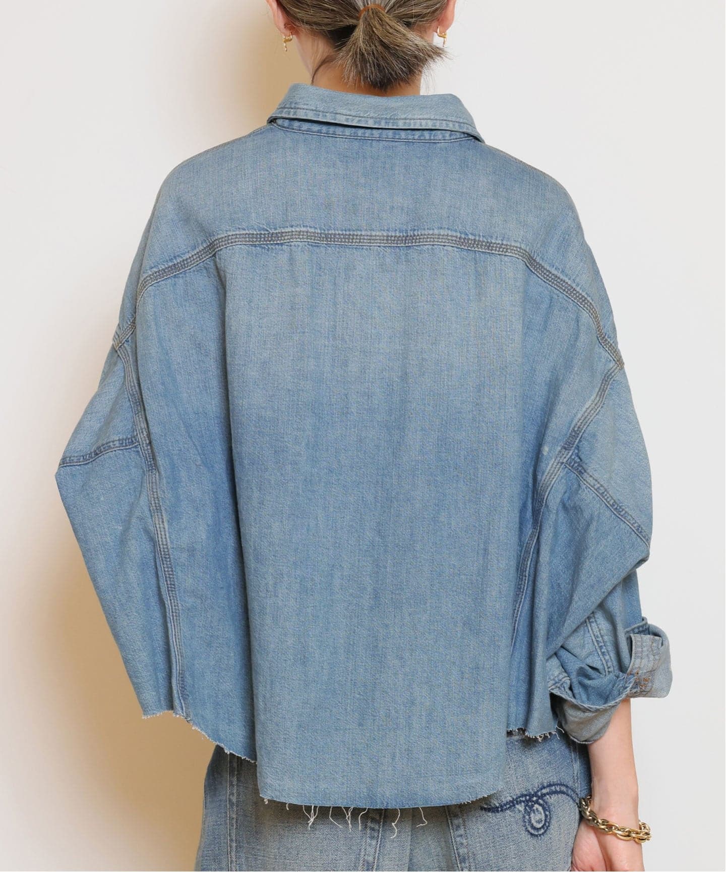 R13/アールサーティーン】CROPPED DENIM シャツ（シャツ／ブラウス