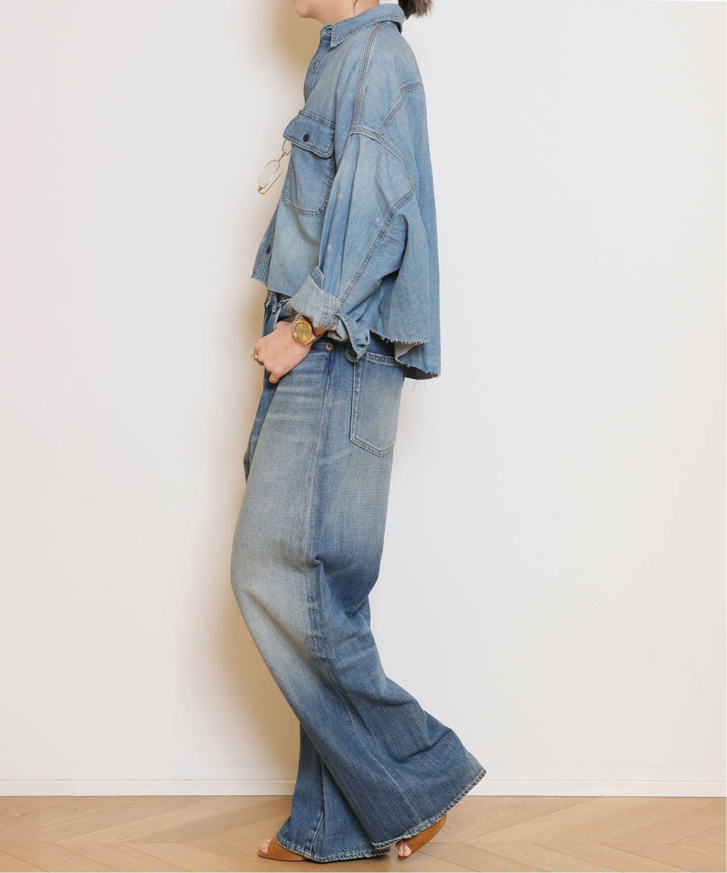 R13/アールサーティーン】CROPPED DENIM シャツ（シャツ／ブラウス