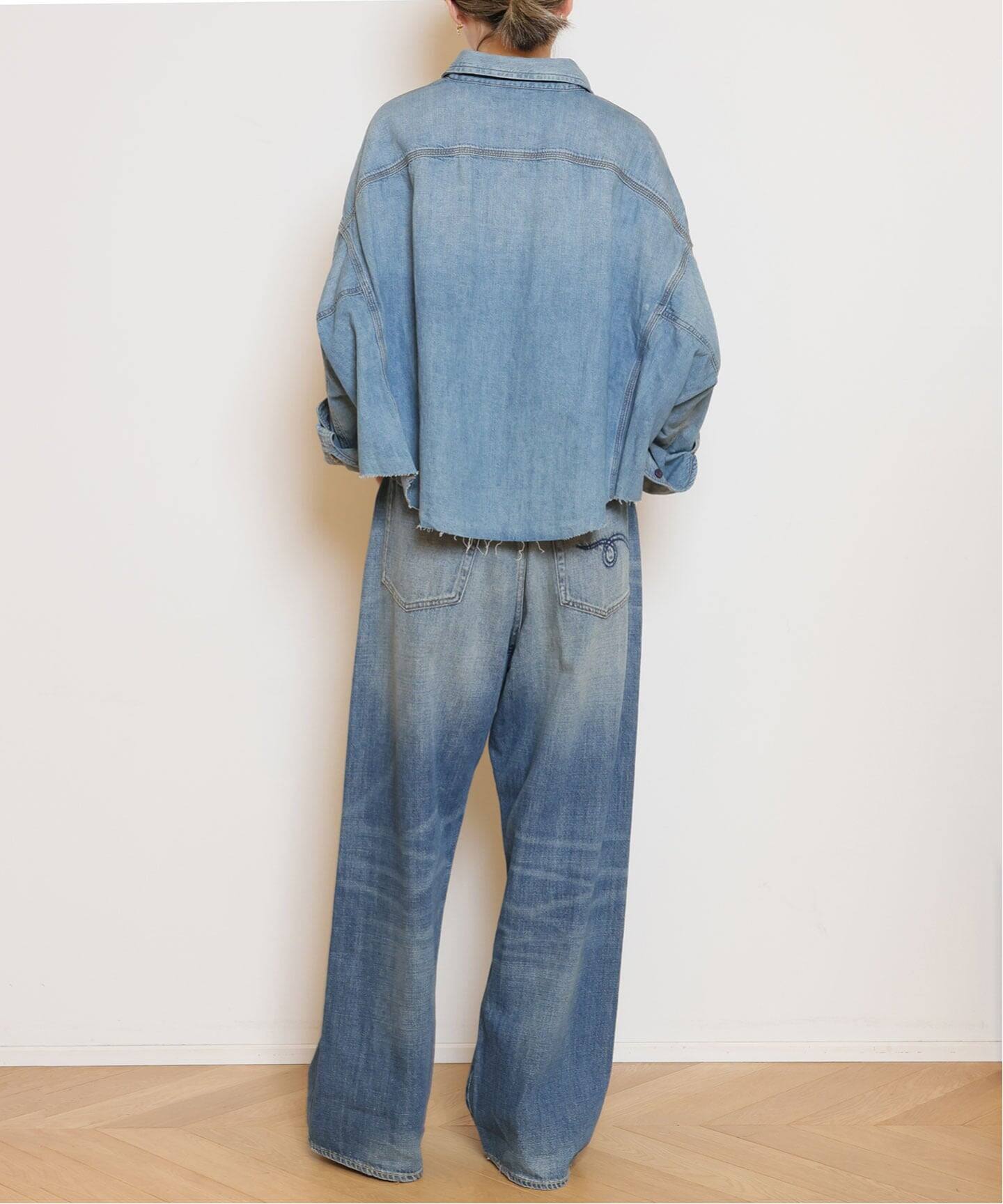 アパルトモンドゥーズィエムクラス R13 デニムシャツ R13/アールサーティーン】 CROPPED DENIM SHIRT（シャツ／ブラウス