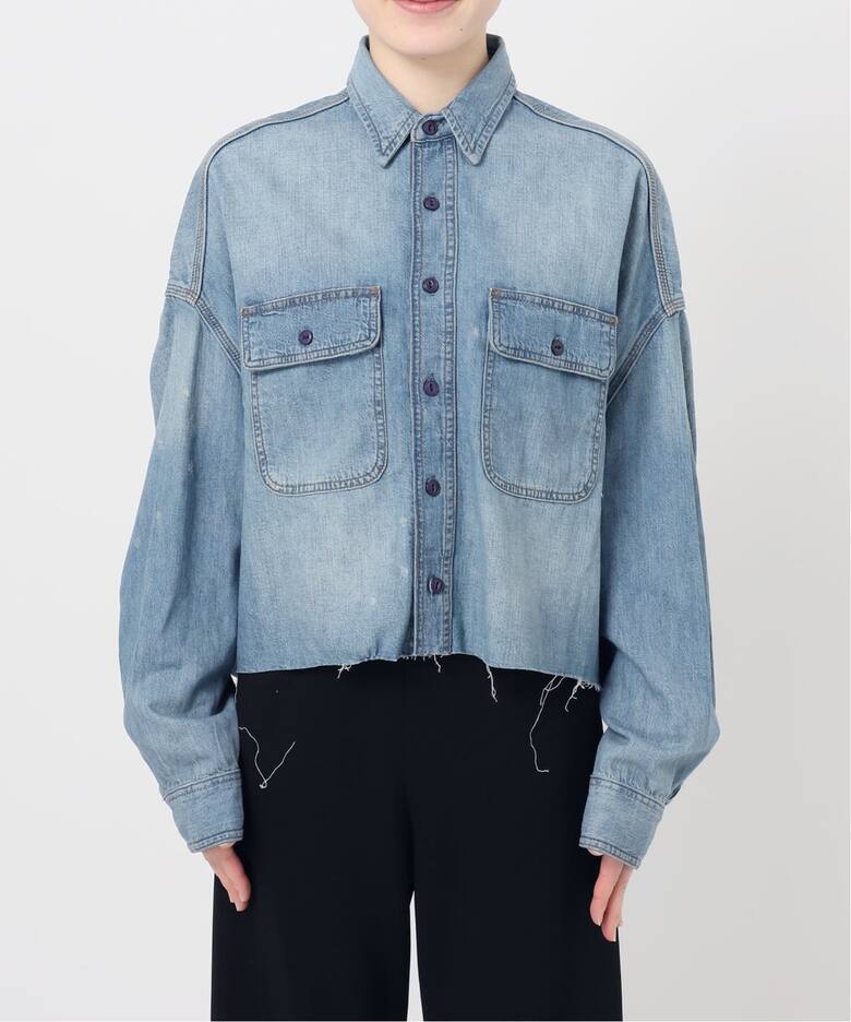 R13/アールサーティーン】CROPPED DENIM シャツ（シャツ／ブラウス 