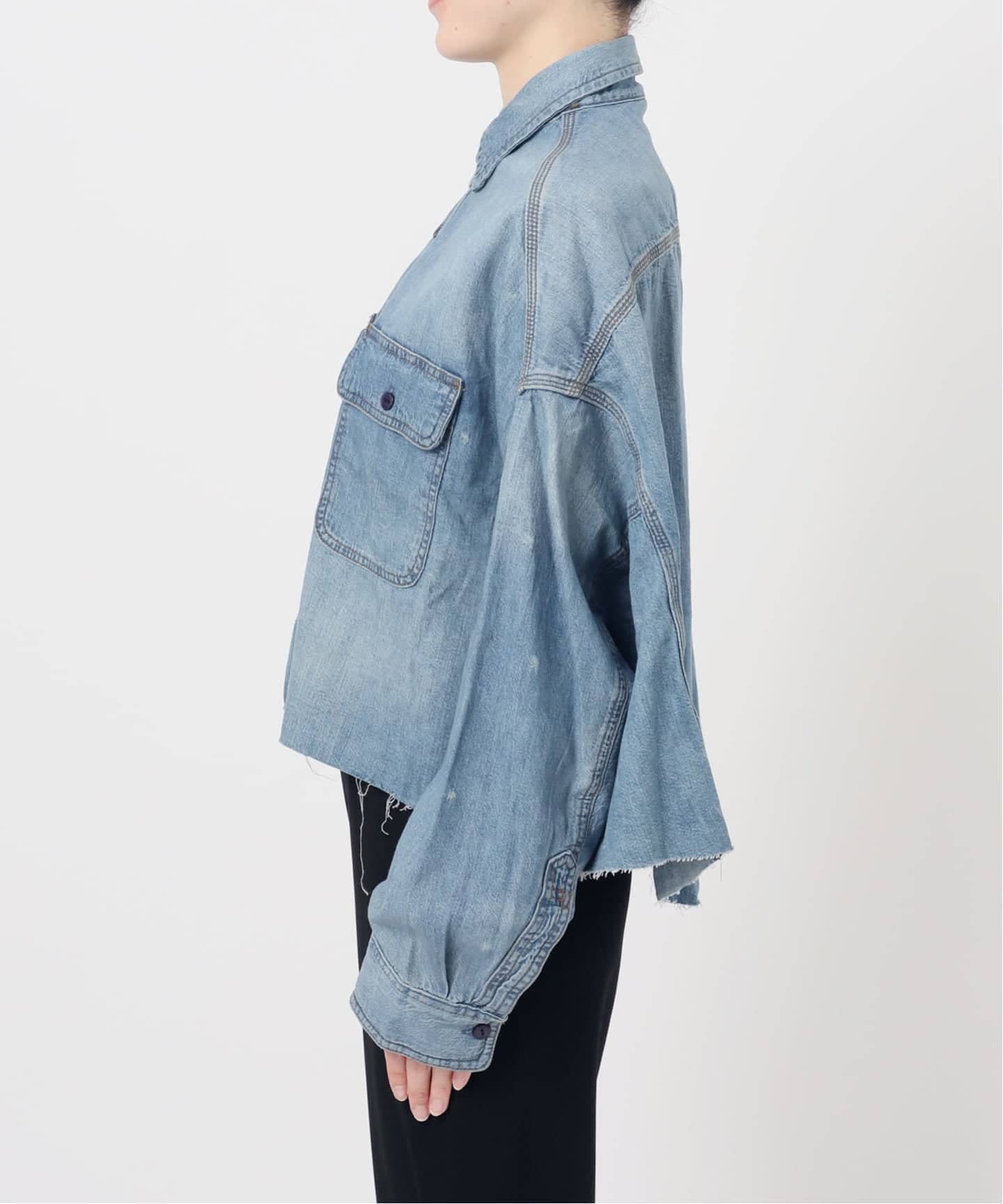 R13/アールサーティーン】CROPPED DENIM シャツ（シャツ／ブラウス
