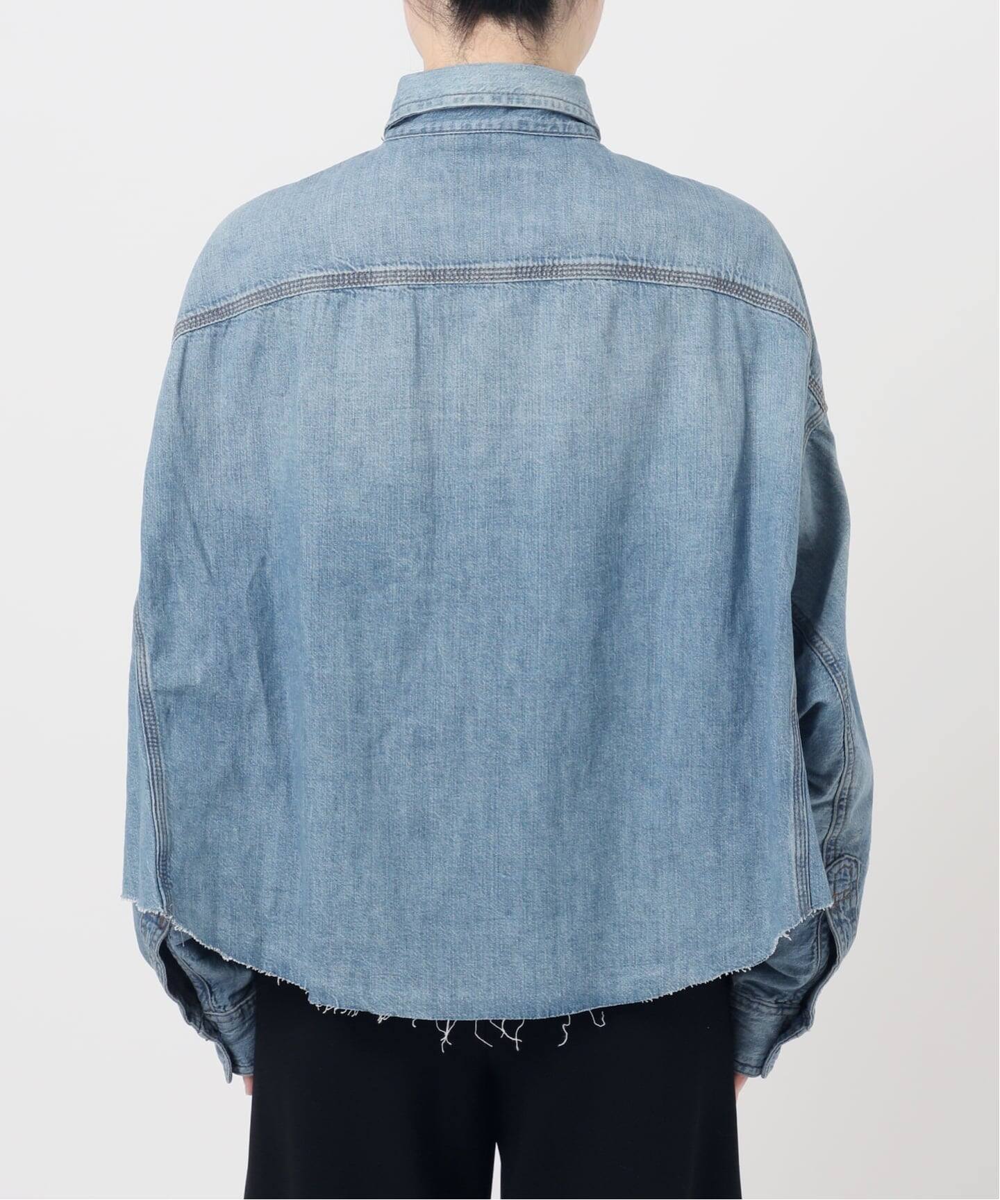 R13/アールサーティーン】CROPPED DENIM シャツ（シャツ／ブラウス