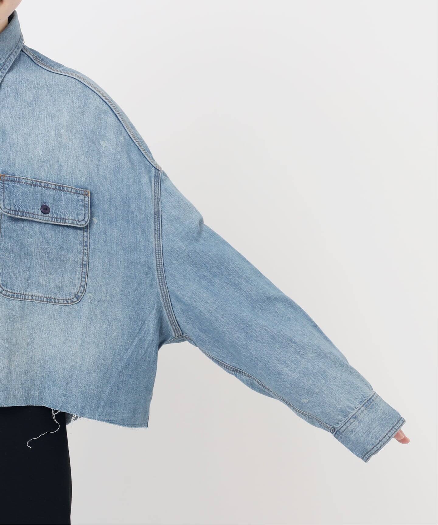 R13/アールサーティーン】CROPPED DENIM シャツ（シャツ／ブラウス