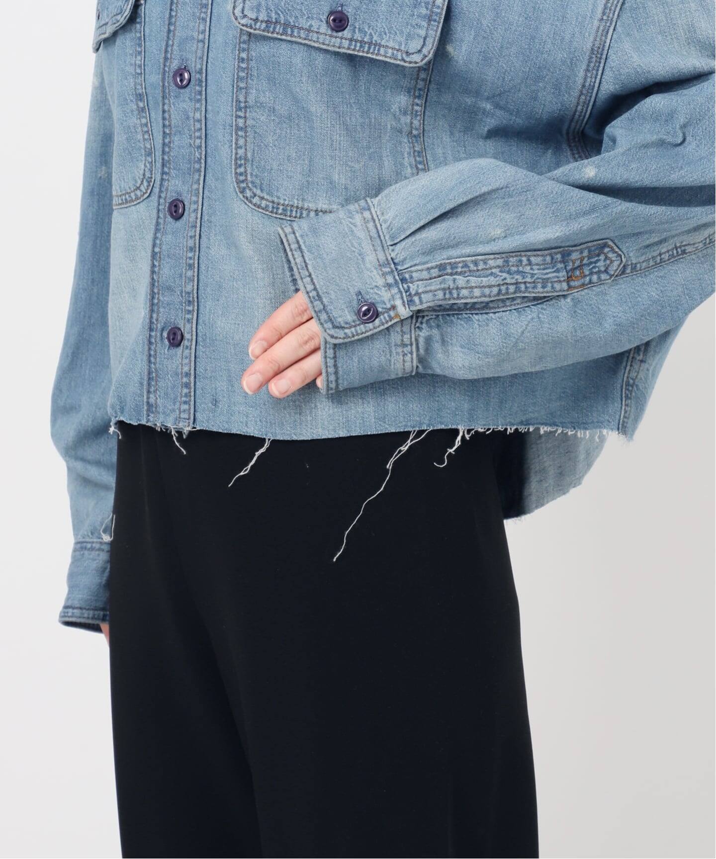 R13/アールサーティーン】CROPPED DENIM シャツ（シャツ／ブラウス