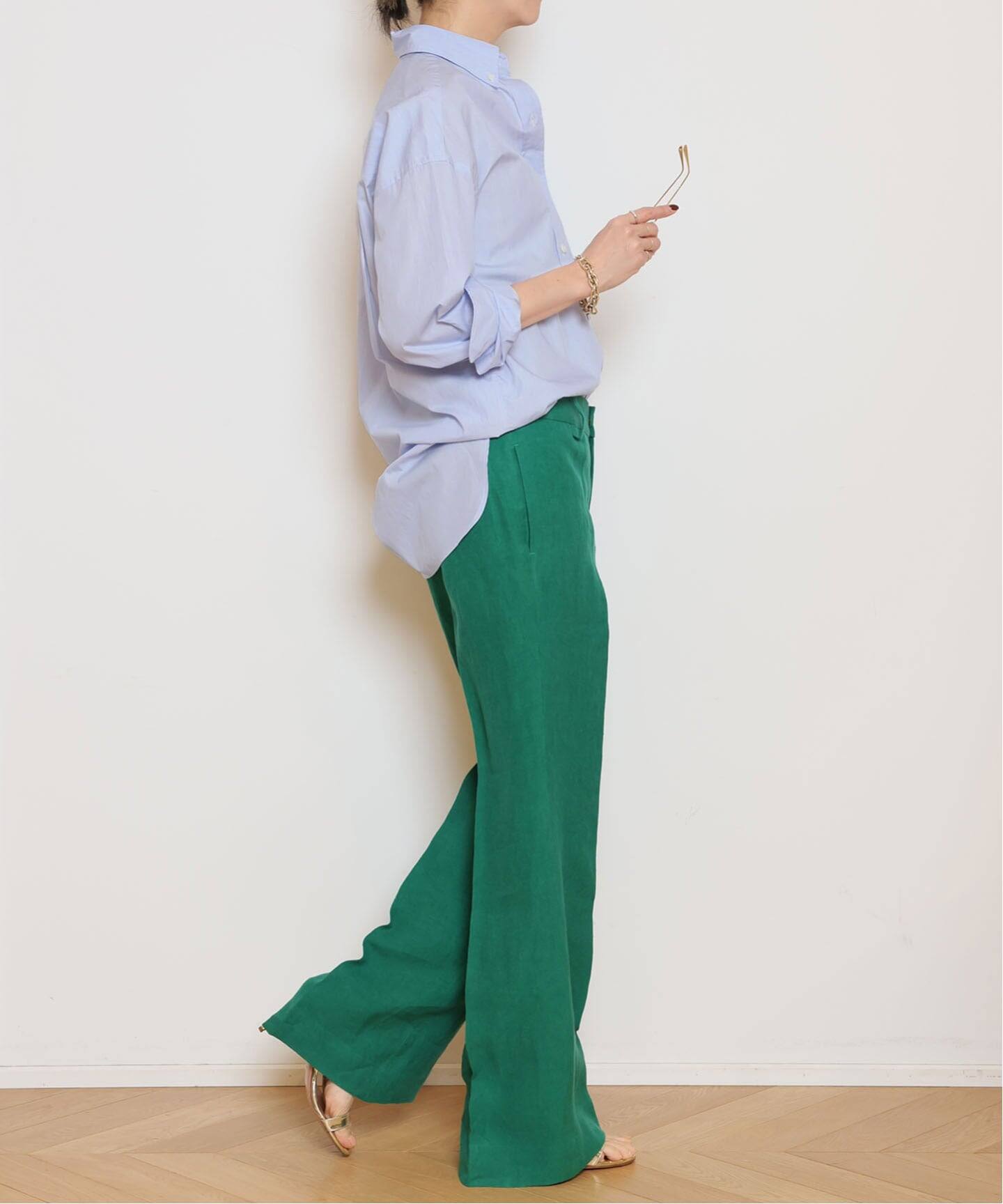 raspail ラスパイユ シルク100% シャツ オリーブグリーン Raspail/ラスパイユ】Regular Collar シャツ（シャツ／ブラウス