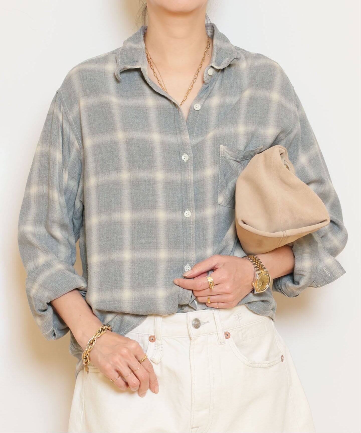 REMI RELIEF/レミレリーフ】 REMI RELIEF RAYON チェックシャツ 
