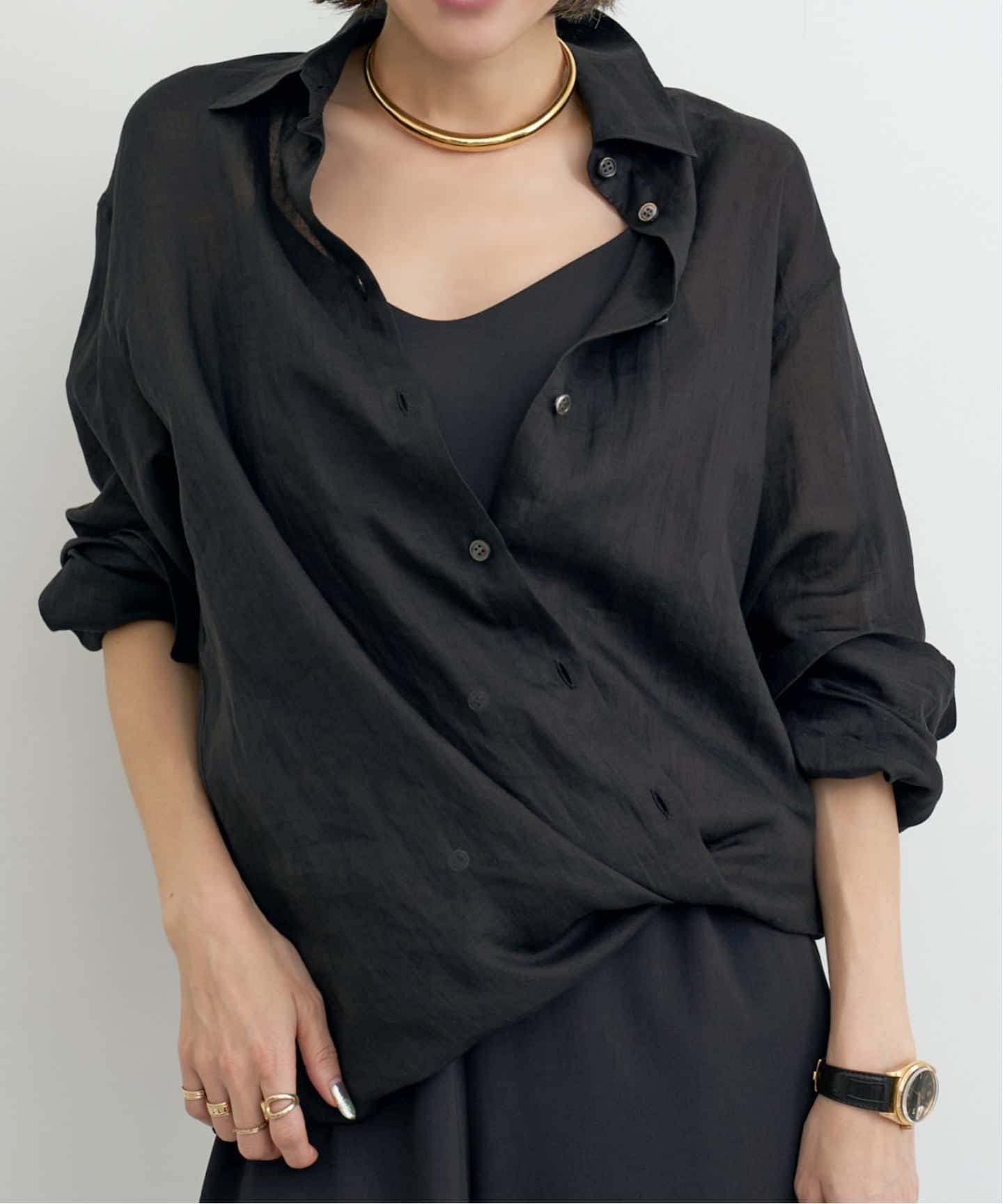 L'Appartement 2way shirts ブラック Ramie 2way Shirts（シャツ／ブラウス）｜L'Appartement（アパルトモン