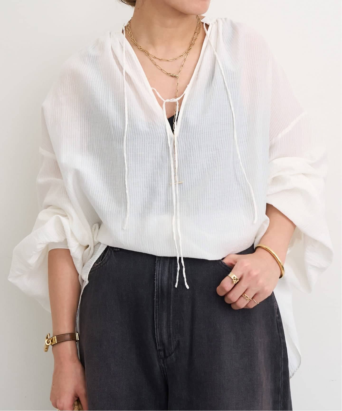 シャツ/ブラウス(長袖/七分) L'Appartement GOOD GRIEF! Gather Blouse L'Appartement GOOD GRIEF Gather Blouse アパルトモン グッドグリーフ