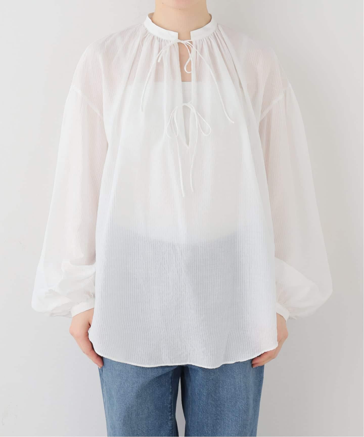 L'Appartement/CN Gehter Blous Gather Blouse CN | endource ブラック