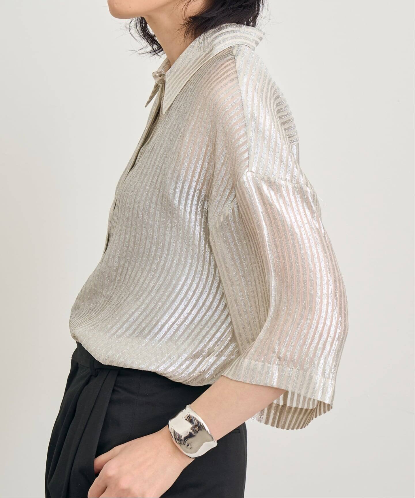 INDRESS/インドレス】 STRIPED LUREX SHIRTS（シャツ／ブラウス）｜L 