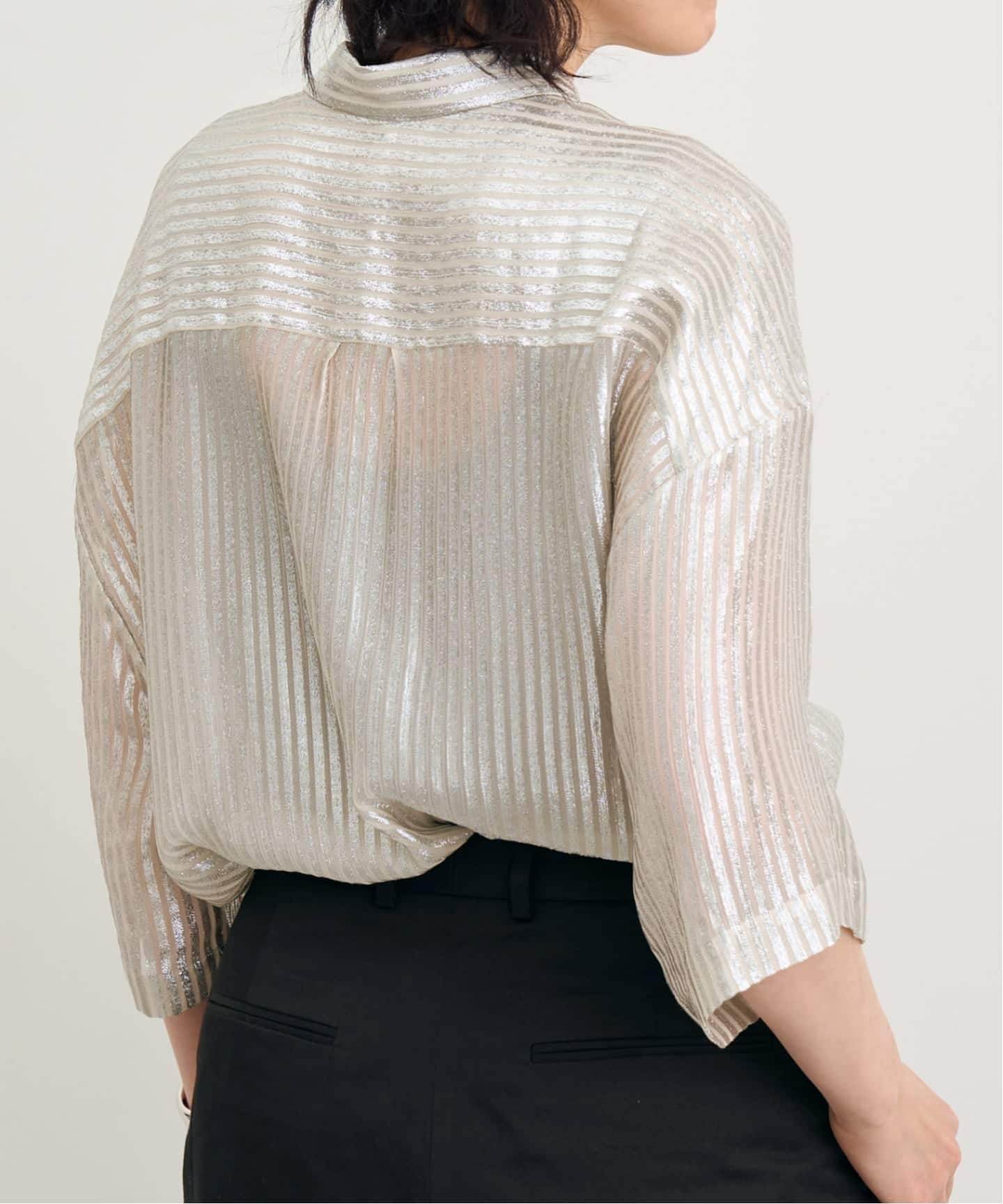INDRESS/インドレス】 STRIPED LUREX SHIRTS（シャツ／ブラウス）｜L