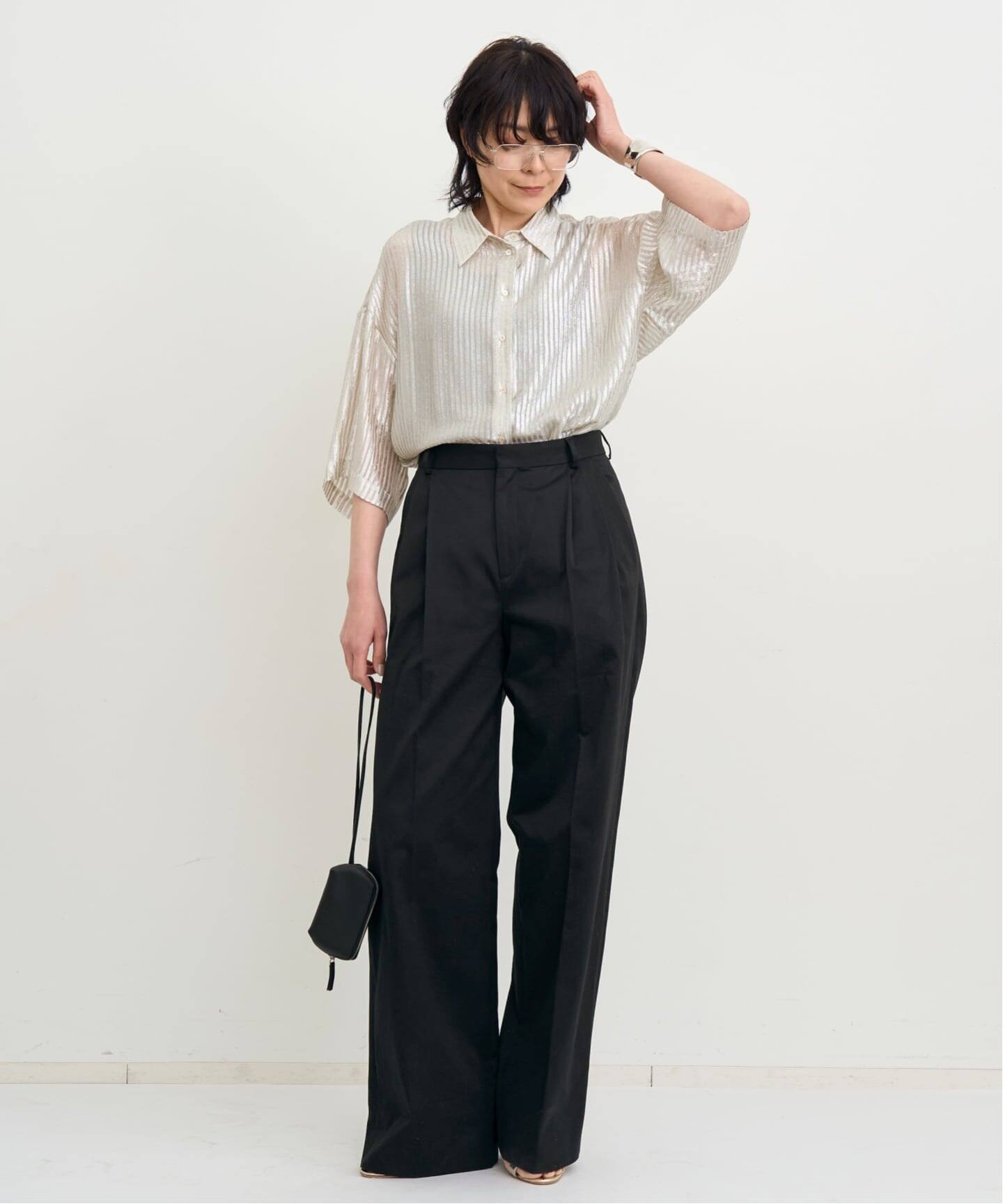 INDRESS/インドレス】 STRIPED LUREX SHIRTS（シャツ／ブラウス）｜L