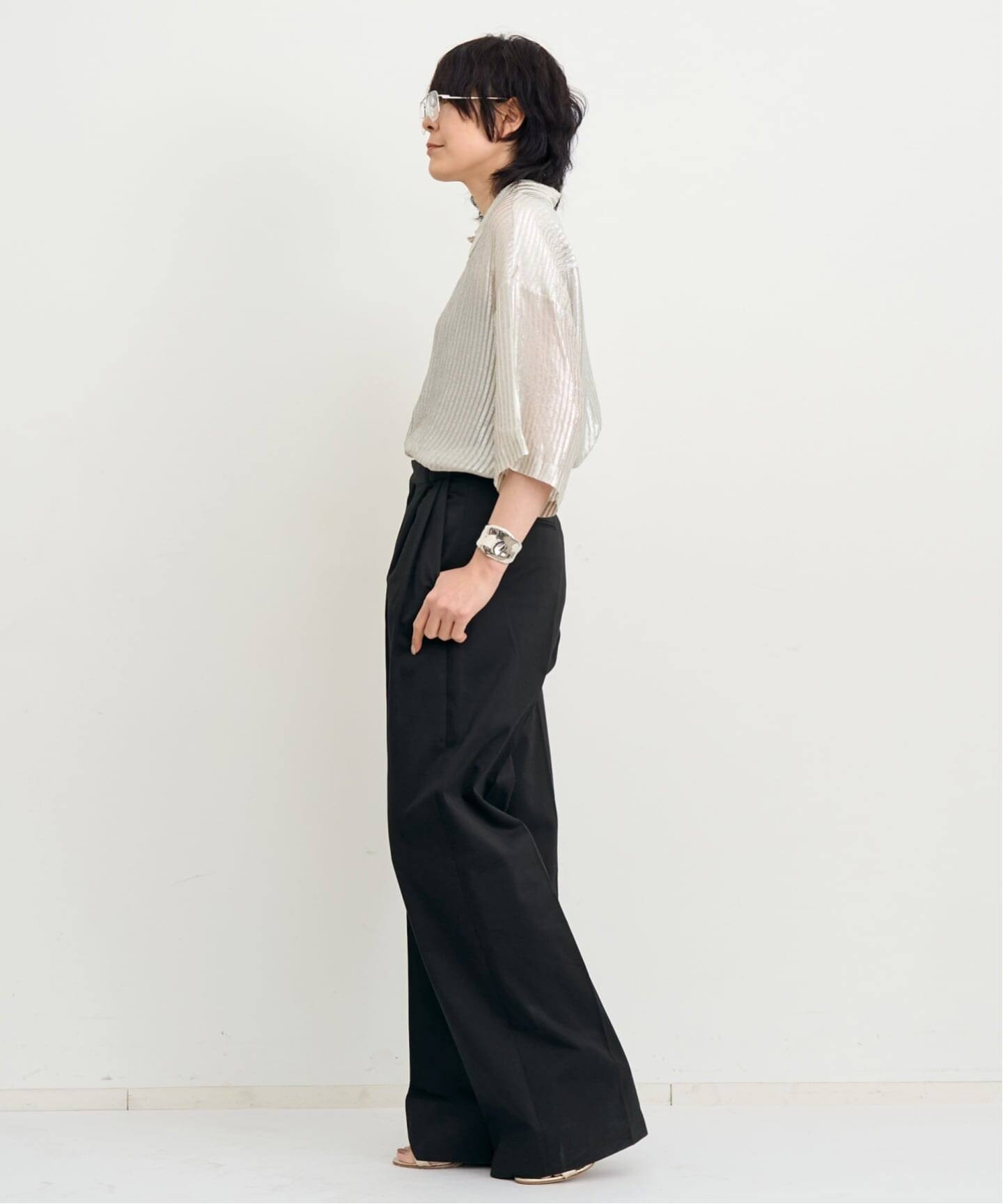 INDRESS/インドレス】 STRIPED LUREX SHIRTS（シャツ／ブラウス）｜L 