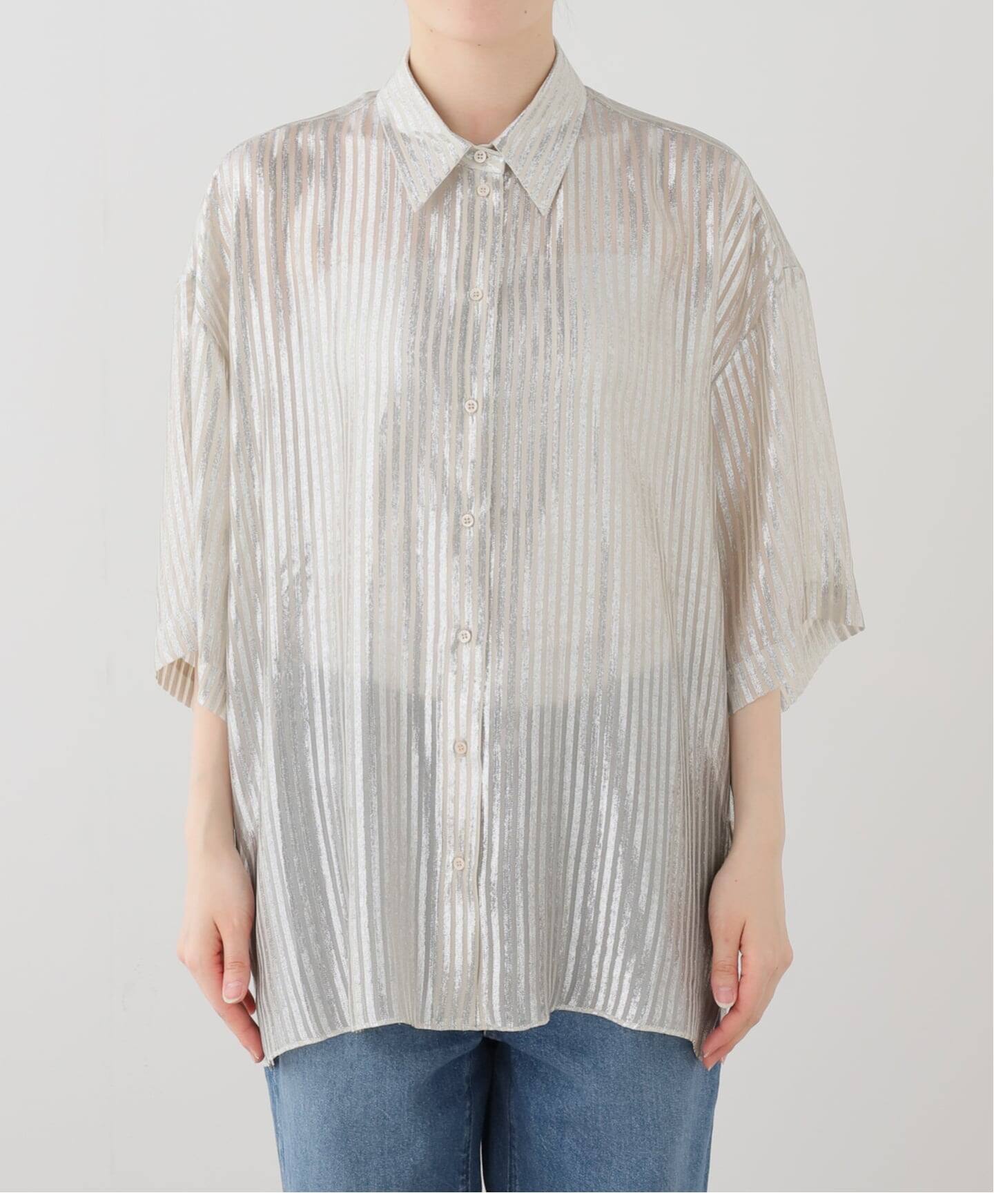 INDRESS/インドレス】 STRIPED LUREX SHIRTS（シャツ／ブラウス）｜L 