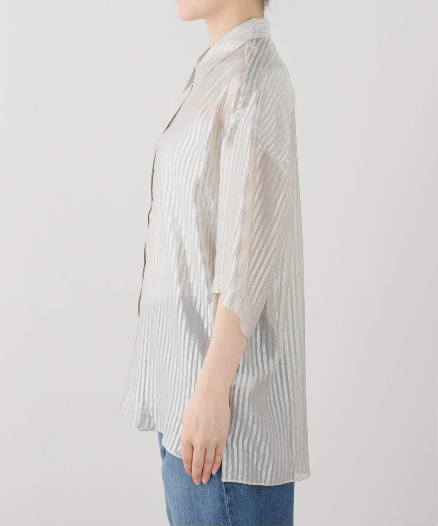 新品　アパルトモン　【インドレス】 STRIPED LUREX SHIRTS INDRESS/インドレス】 STRIPED LUREX SHIRTS（シャツ／ブラウス）｜L