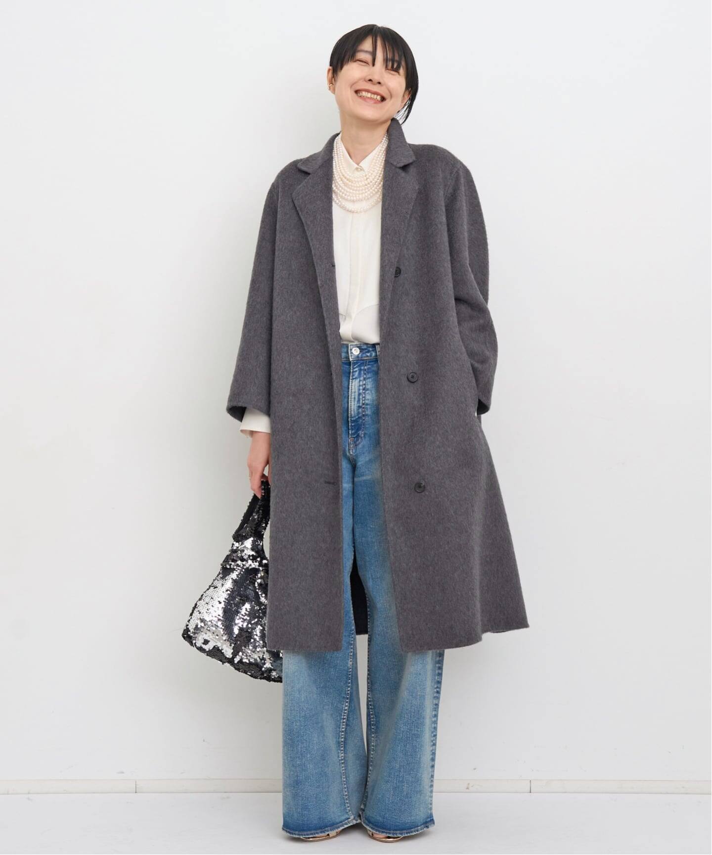 【美品】Col Pierrot Rollneck Blouse Col Pierrot/コル ピエロ】 PEARL BUTTUN SATIN BLOUSE（シャツ